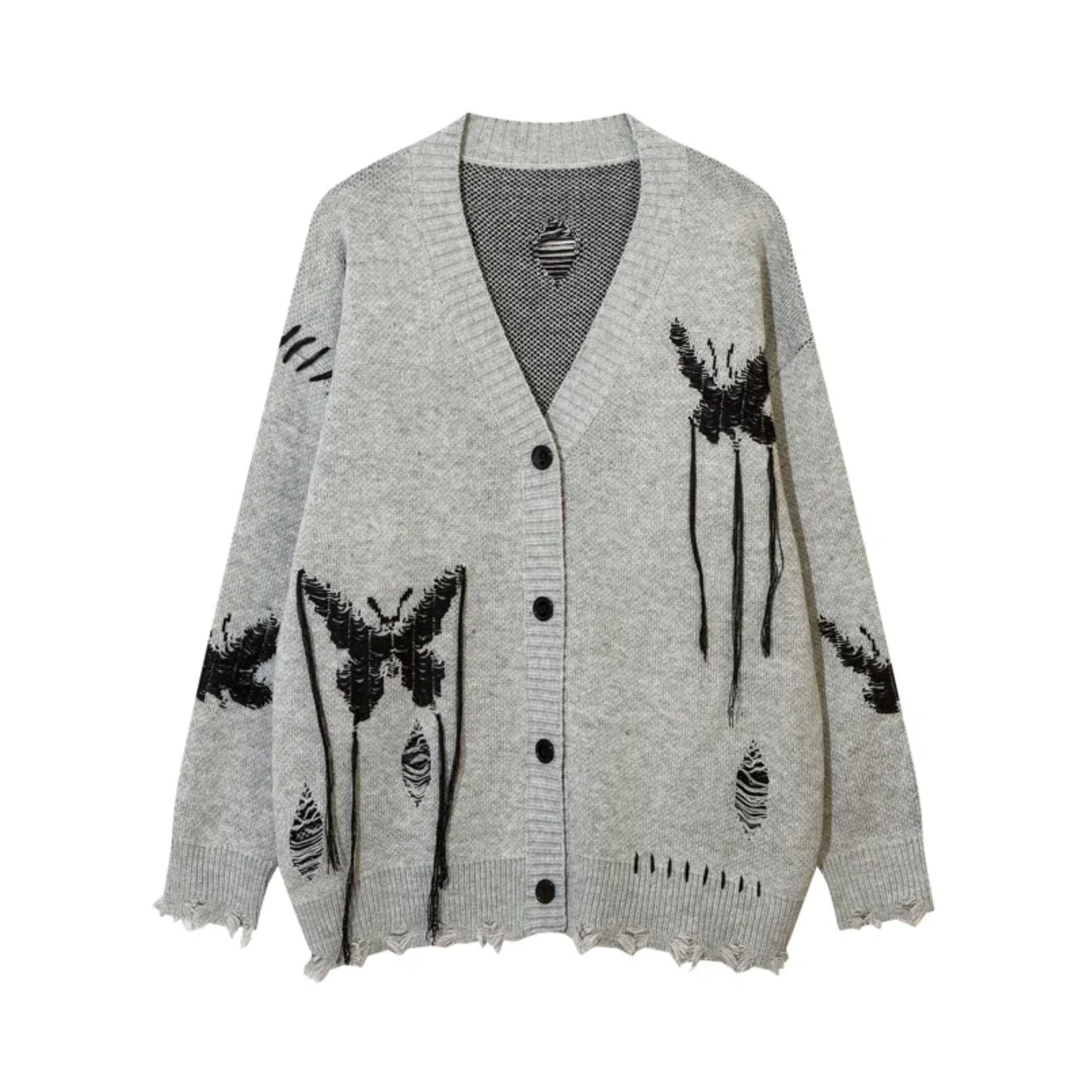 Pre Order:  Butterflies Frayed Hem Knit Cardigan