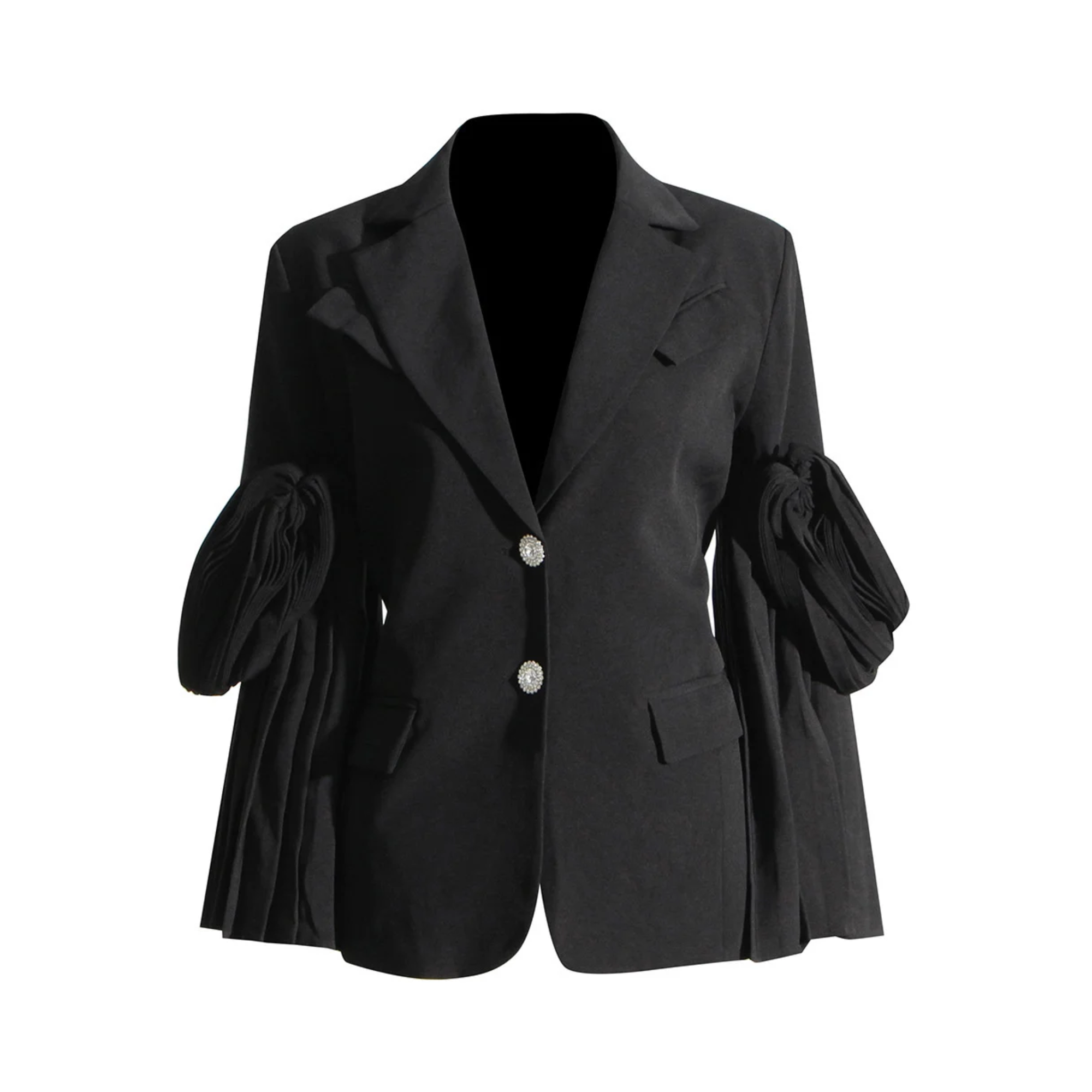 Pre Order:  Decorative Buttons Pleated Sleeves Blazer