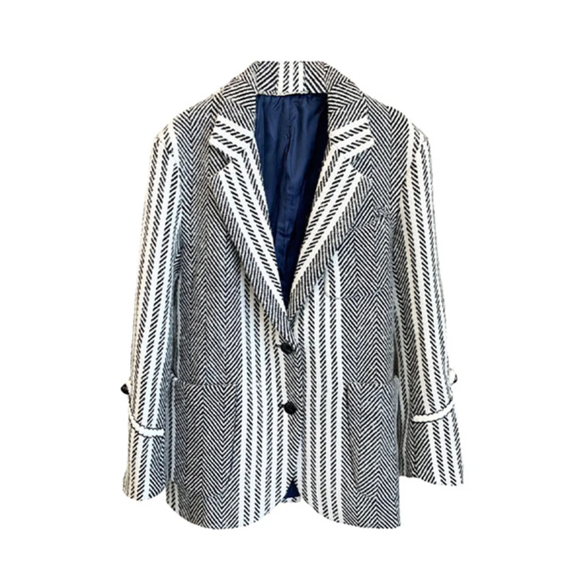 Pre Order:  Zigzag Stripes Notched Collar Blazer