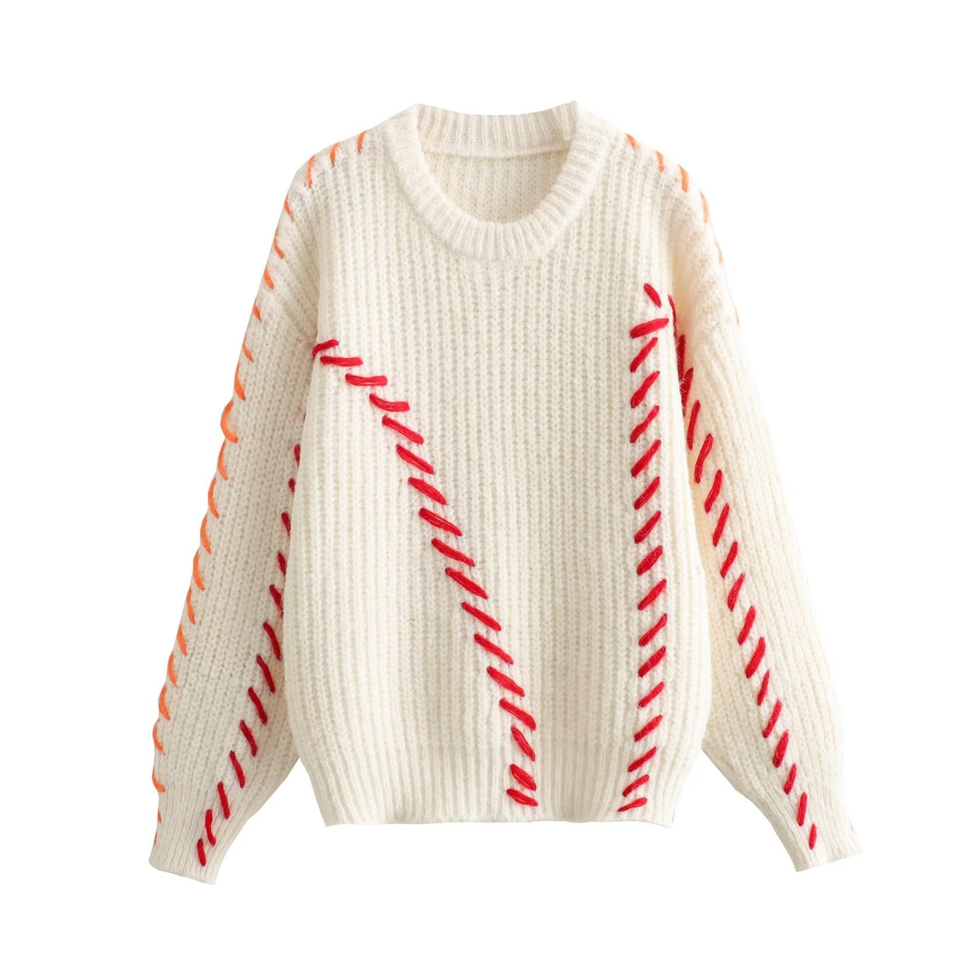 Pre Order:  Contrast Topstitch Knitted Sweater