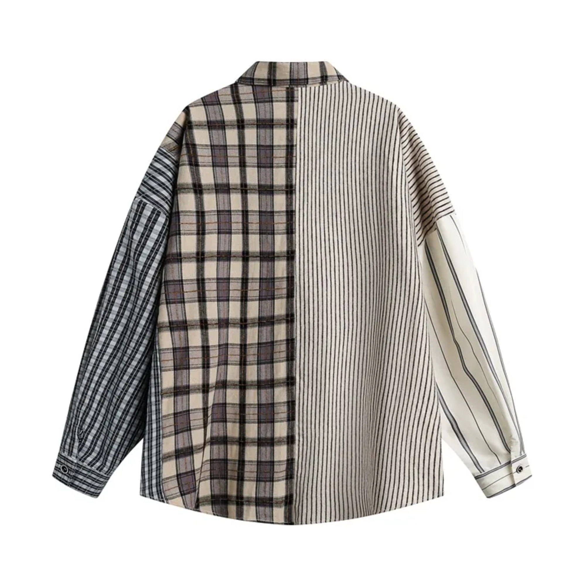 Mix Stripes Plaids Cotton Shirt