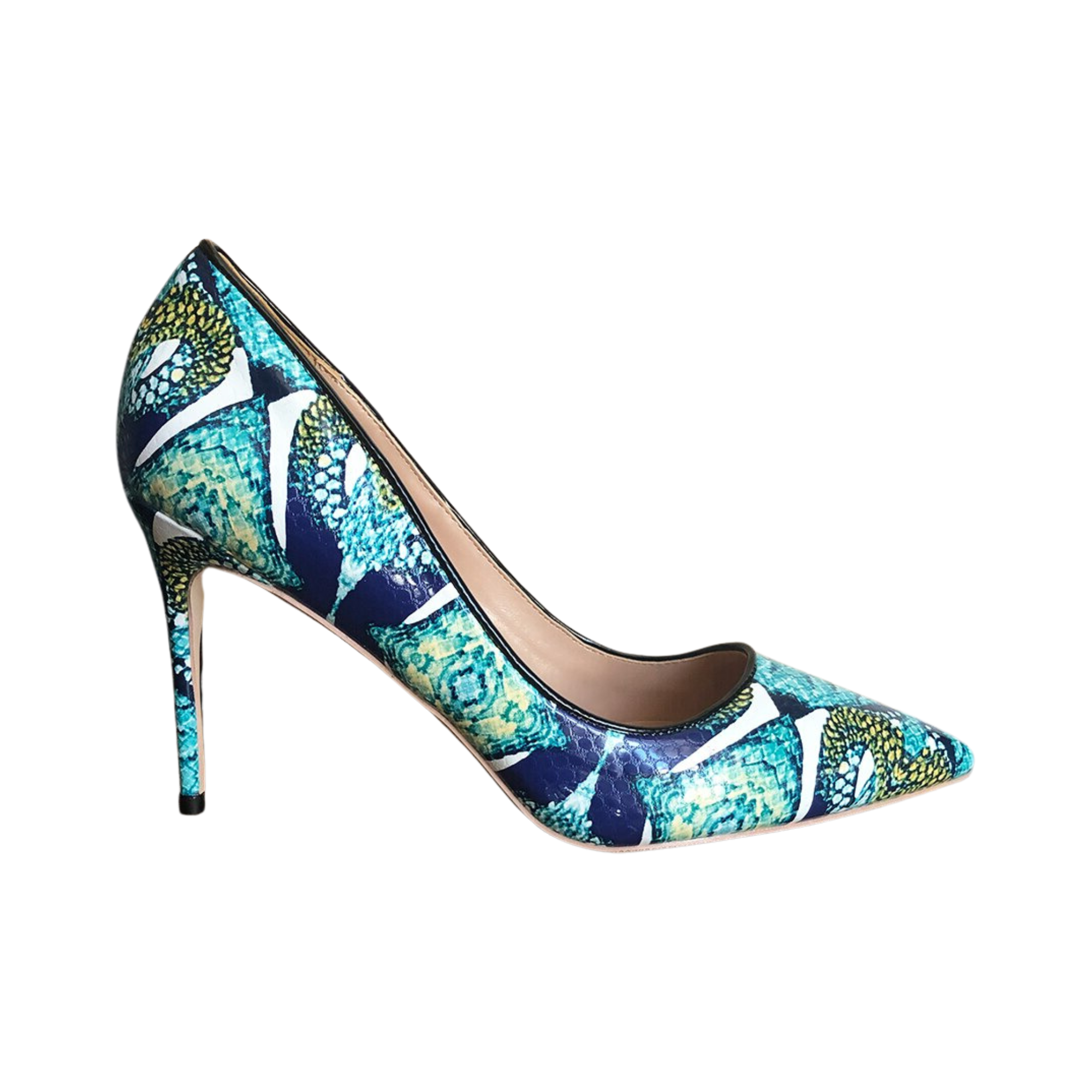 Pre Order:  Green Foral Pointed-Toe Pumps Shoes