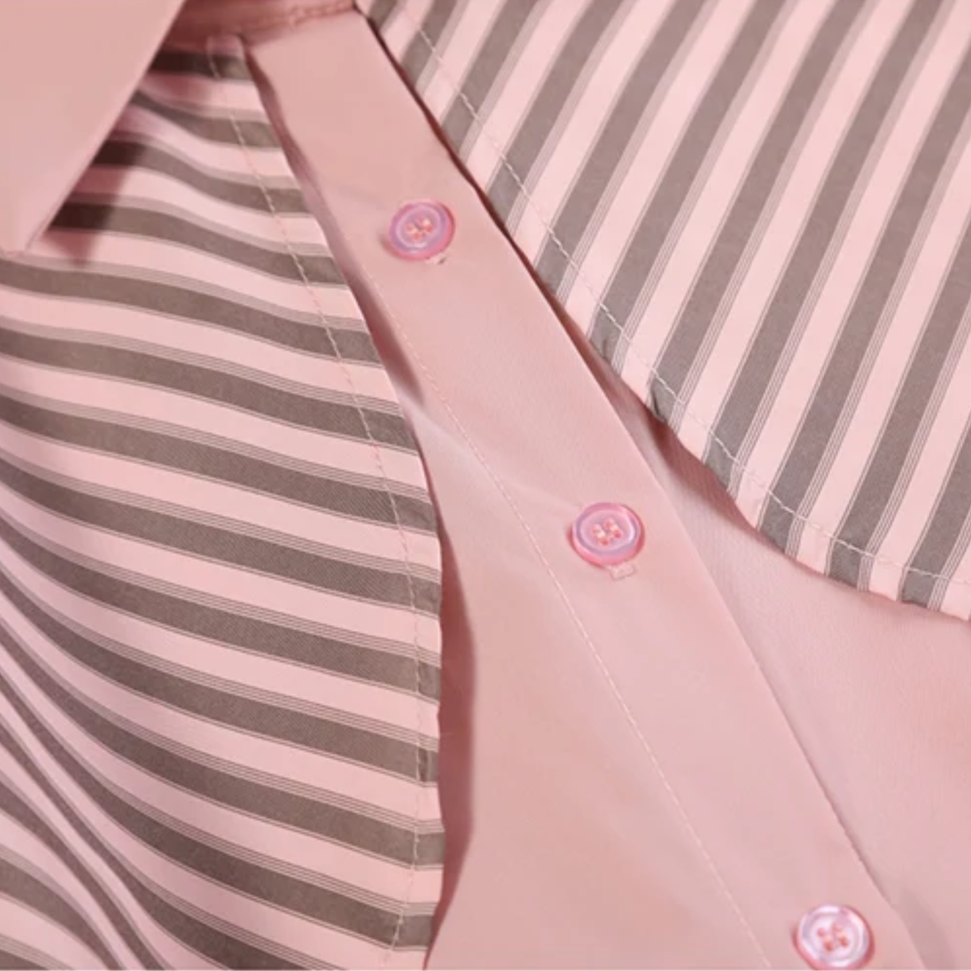 Pink Stripes Spliced Long Sleeves Top