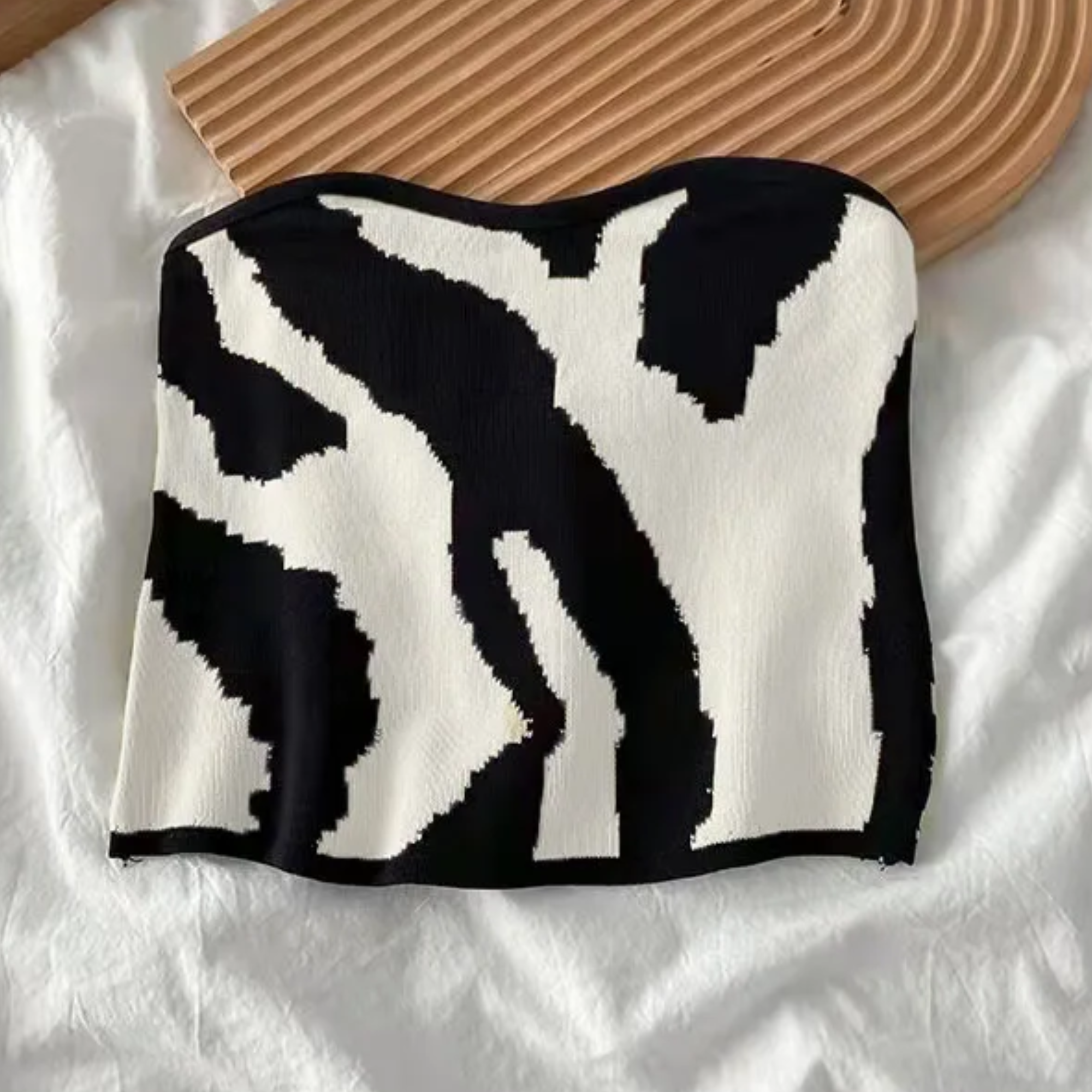 Black White Zebra Pattern Slim Fit Tank Top