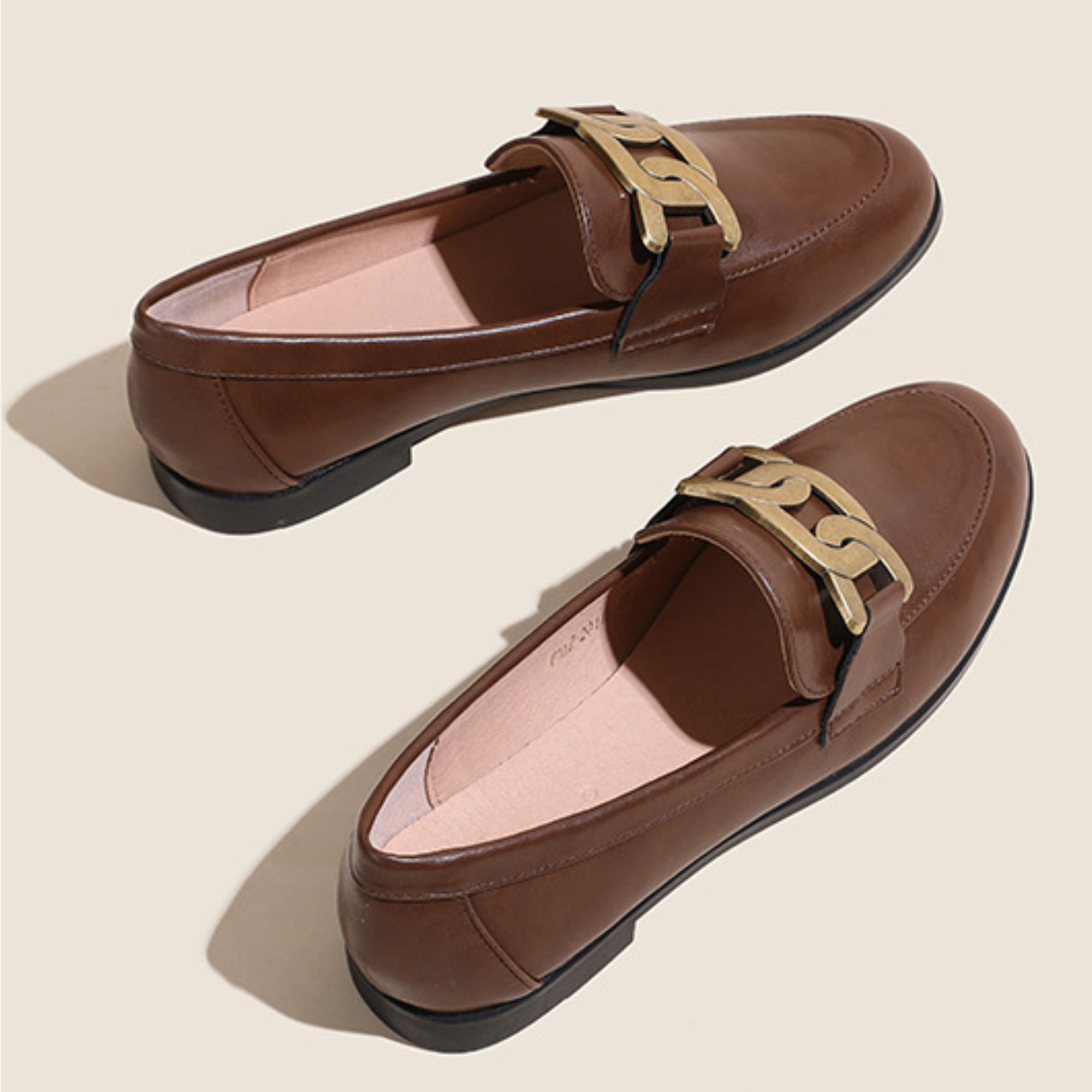 Pre Order:  Horseshoe Buckles Loafers Flat Shoes