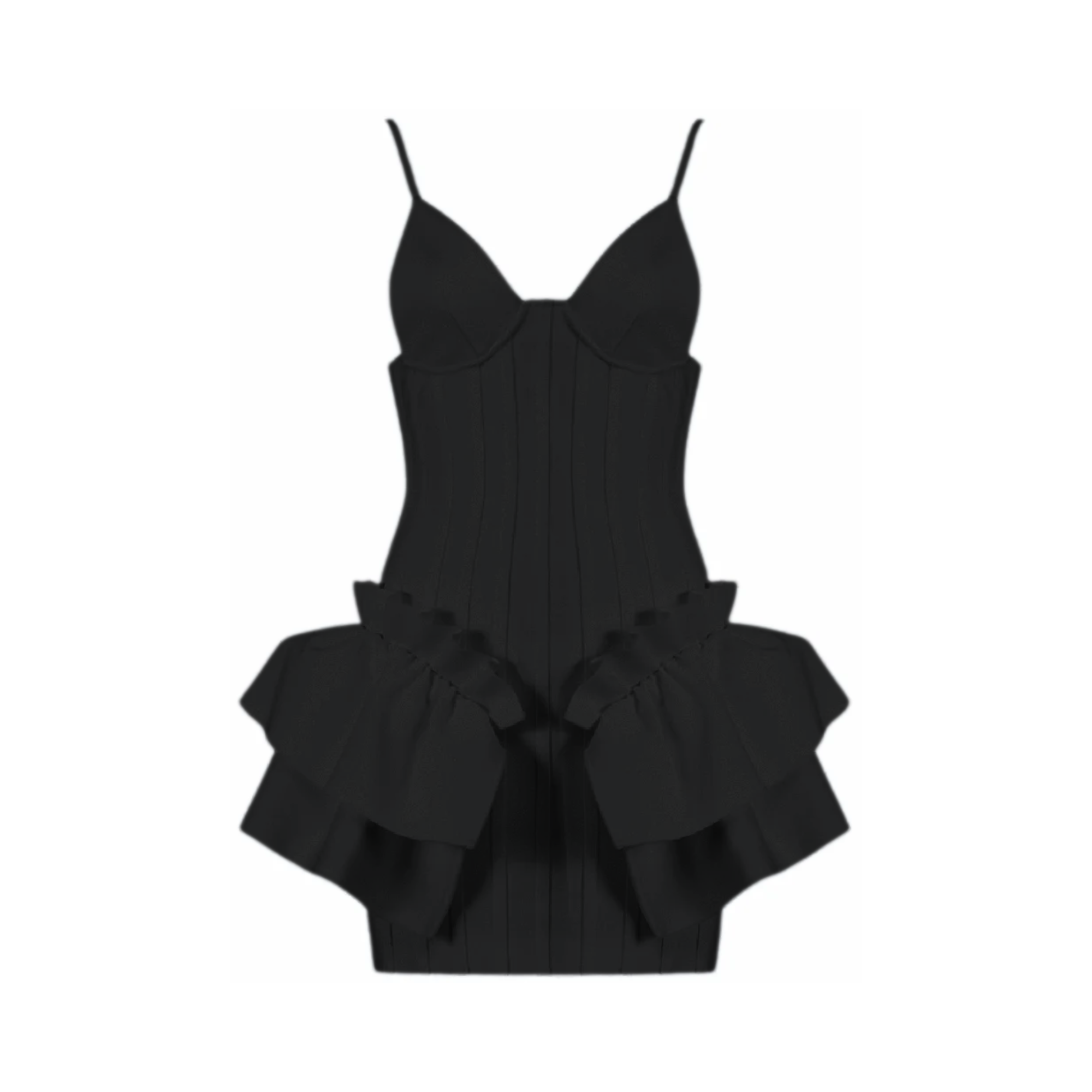 Pre Order:  V-Neck Thin-Strap Ruffled Mini Dress