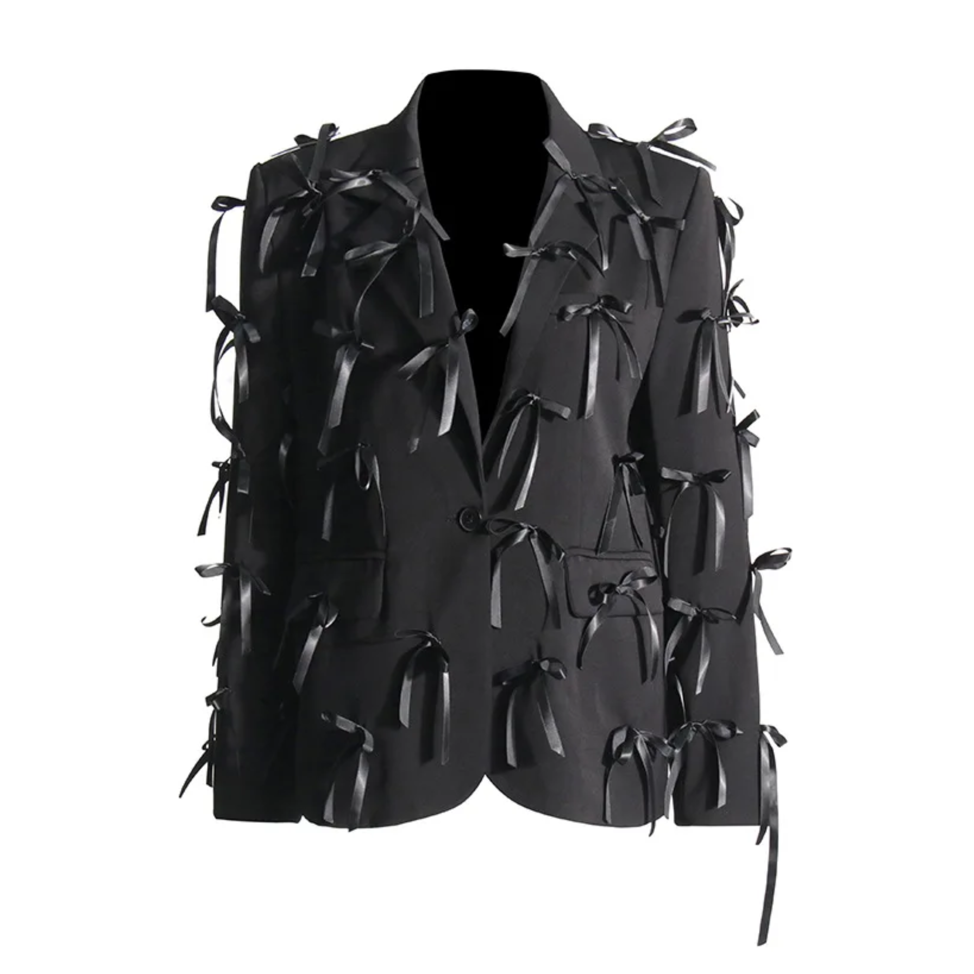 Spliced V-Neck 3D Bow Long Sleeved Blazer Jacket