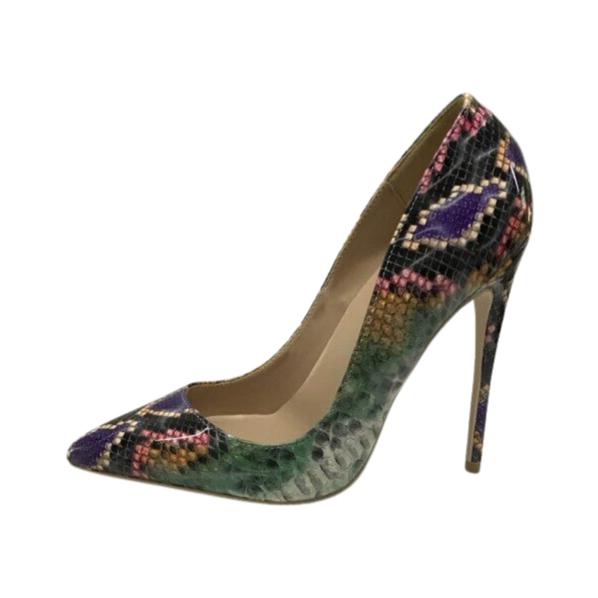 Pre Order:  Snake Printed Faux-Leather Pointed-Toe Shoes