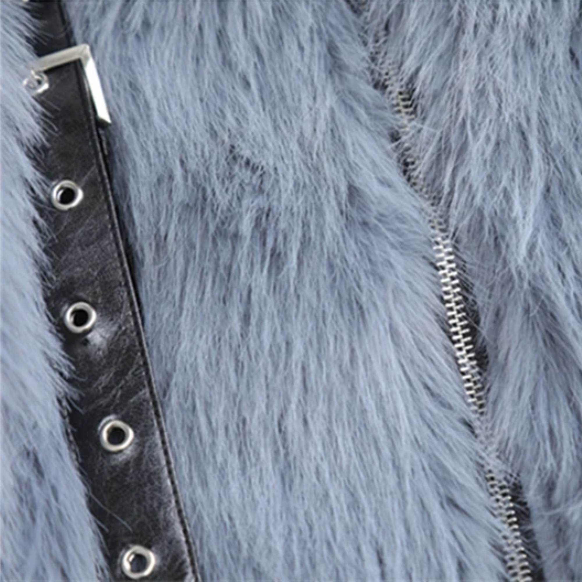 Pre Order:  Leather Faux Fur O-Neck Jacket