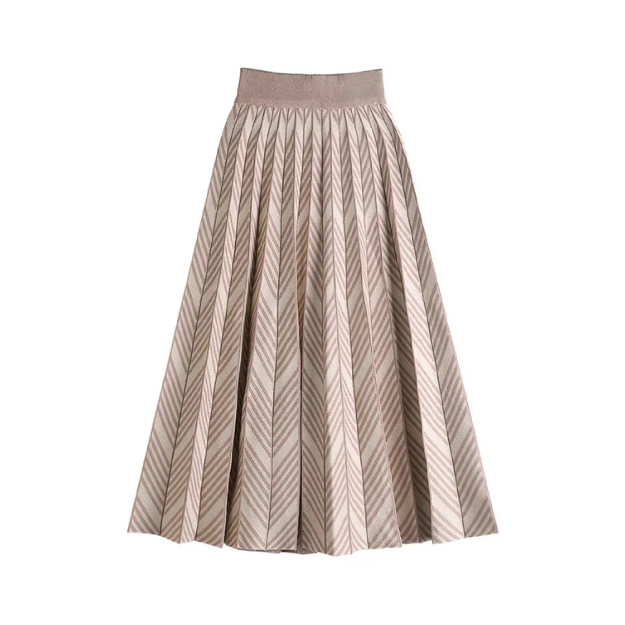 Pre Order:  Knitted Wave Stripes Pleated Skirt