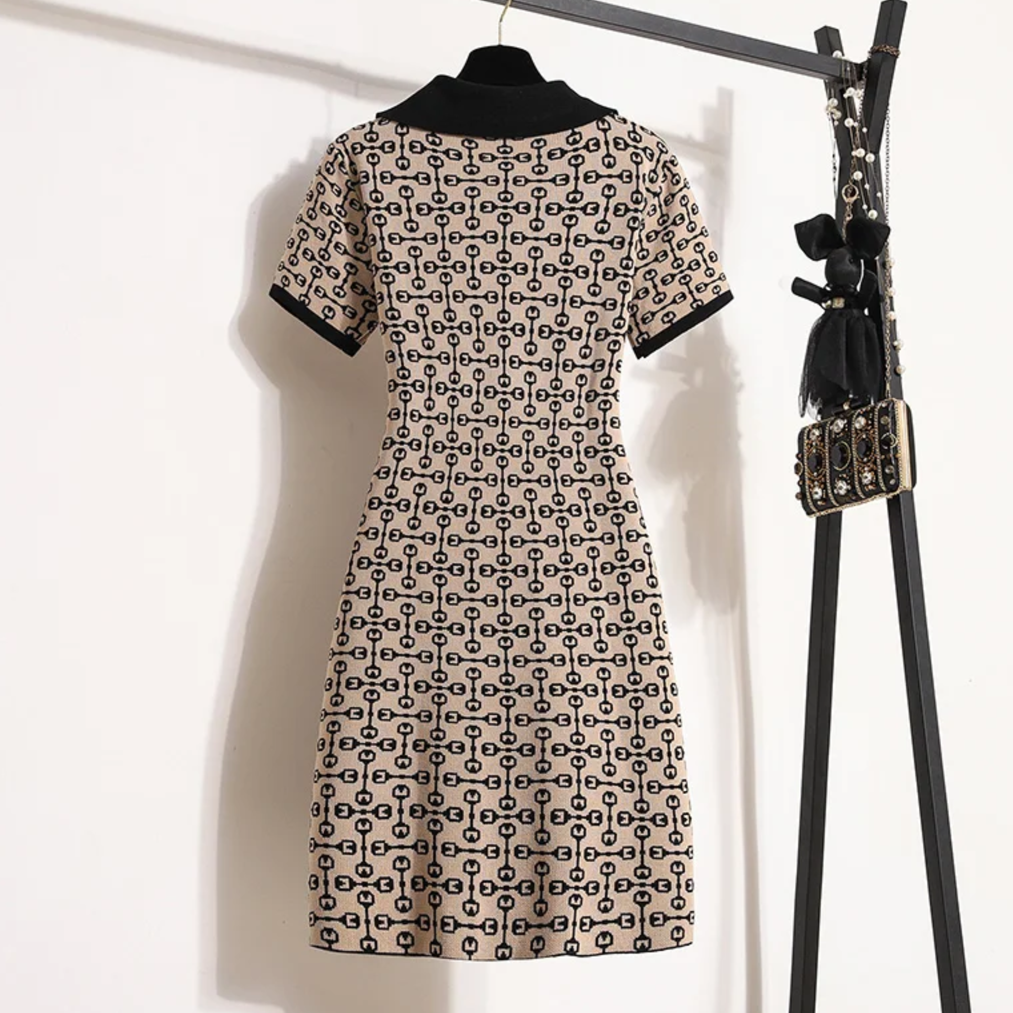 Knitted Short Sleeve Shirt Dress - Final Sale