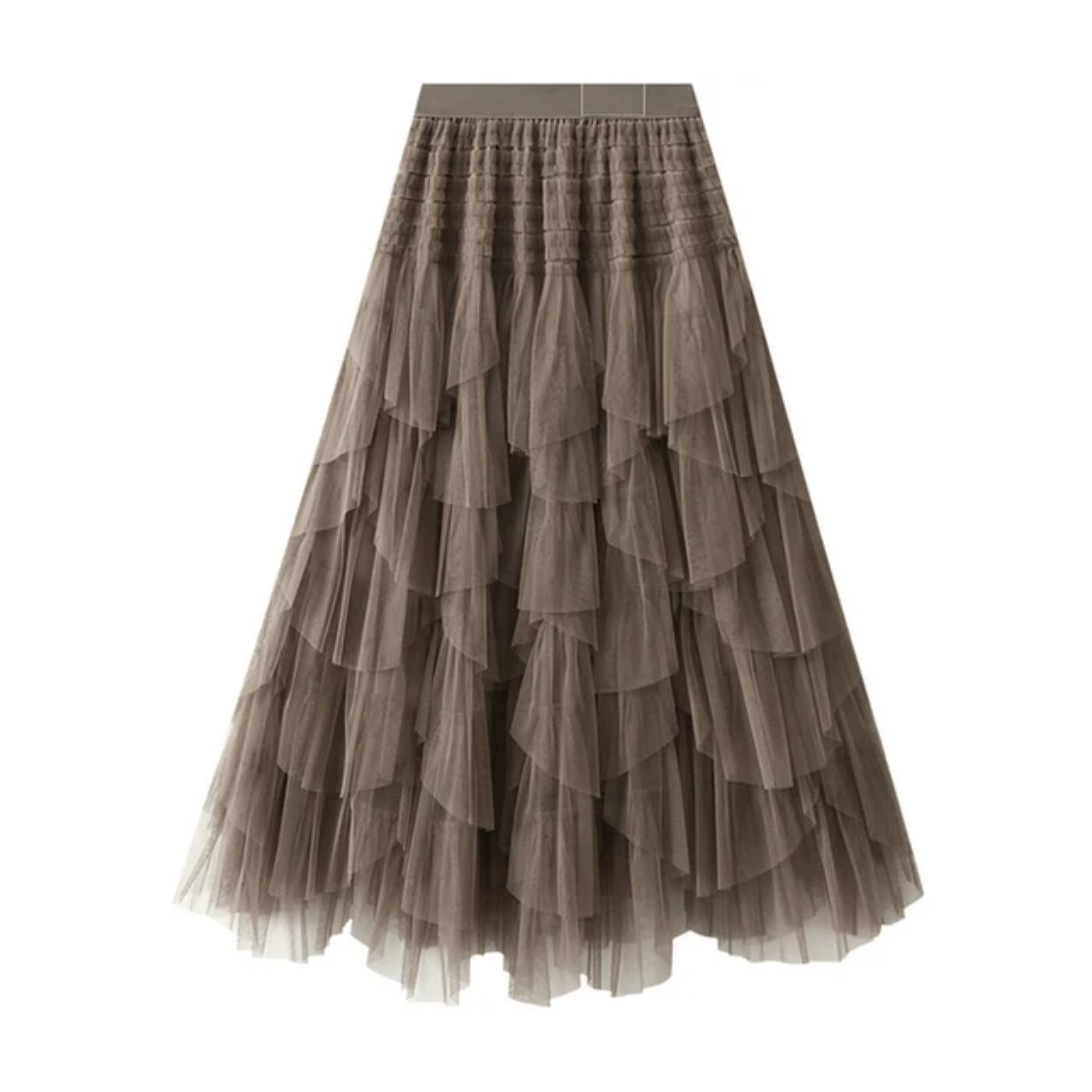 Pre Order:  Irregular Mesh A-Line Pleated Maxi Skirt