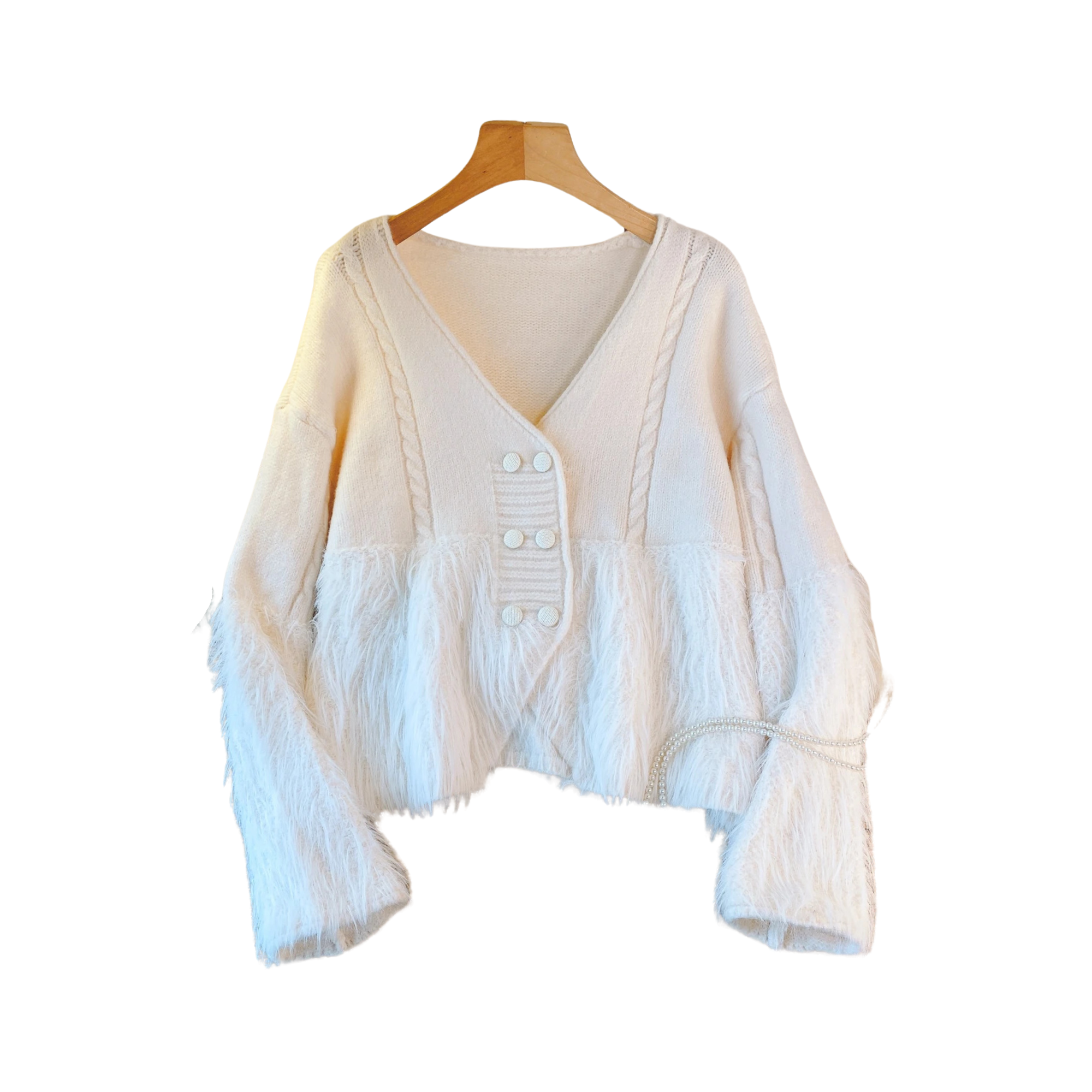 Double Breasted Feather Cardigan Sweater