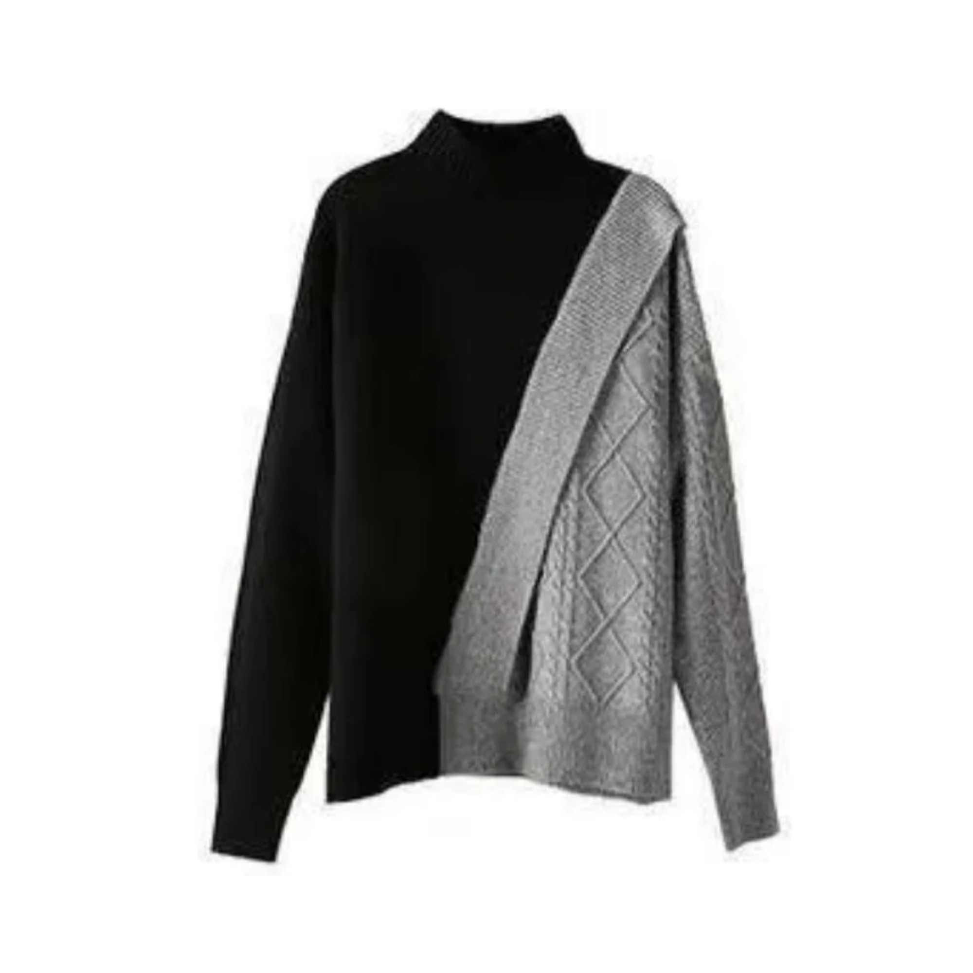 Pre Order:  Turtleneck Contrast Color Knitted Sweater