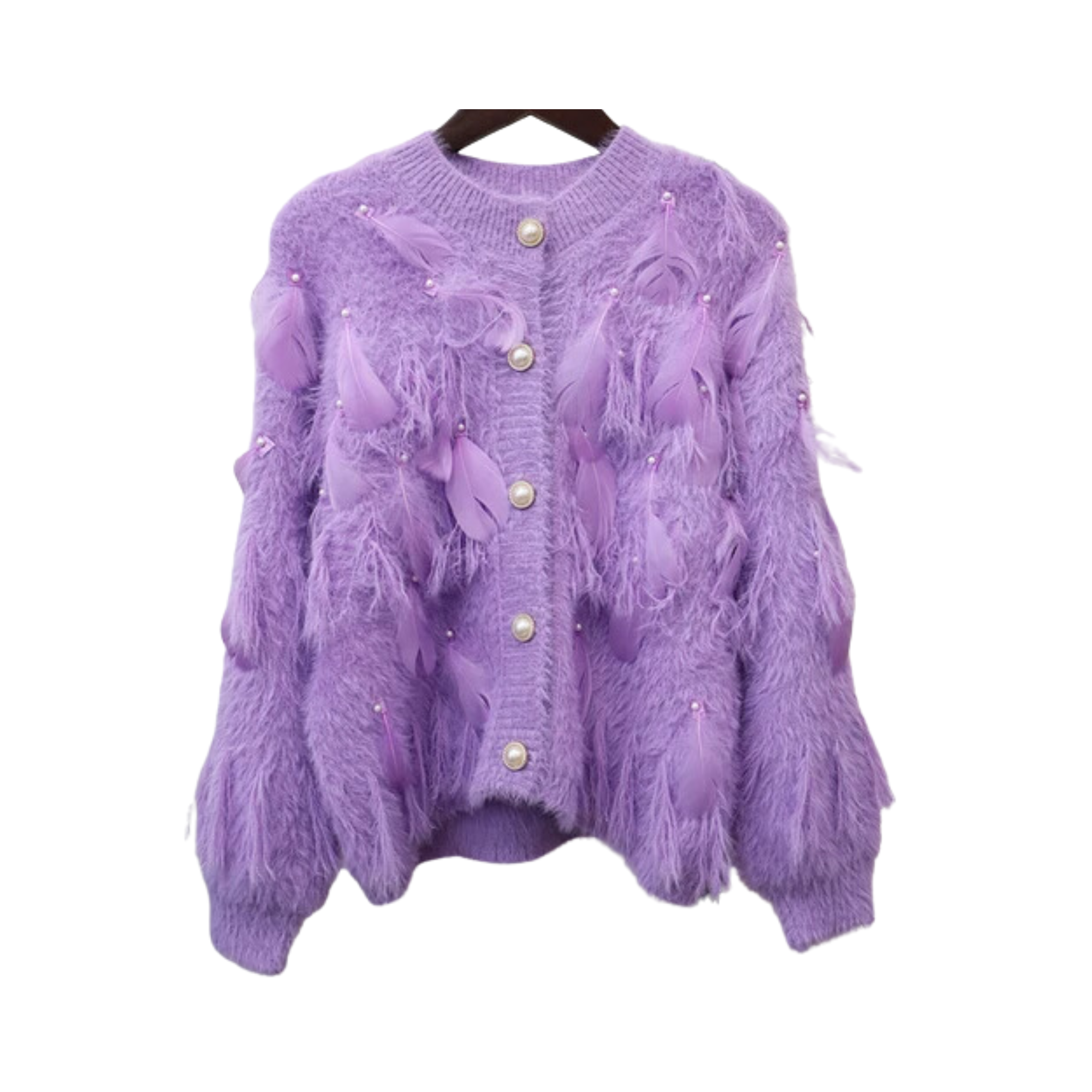 Fuzzy Contrast Edges Knitted Cardigan