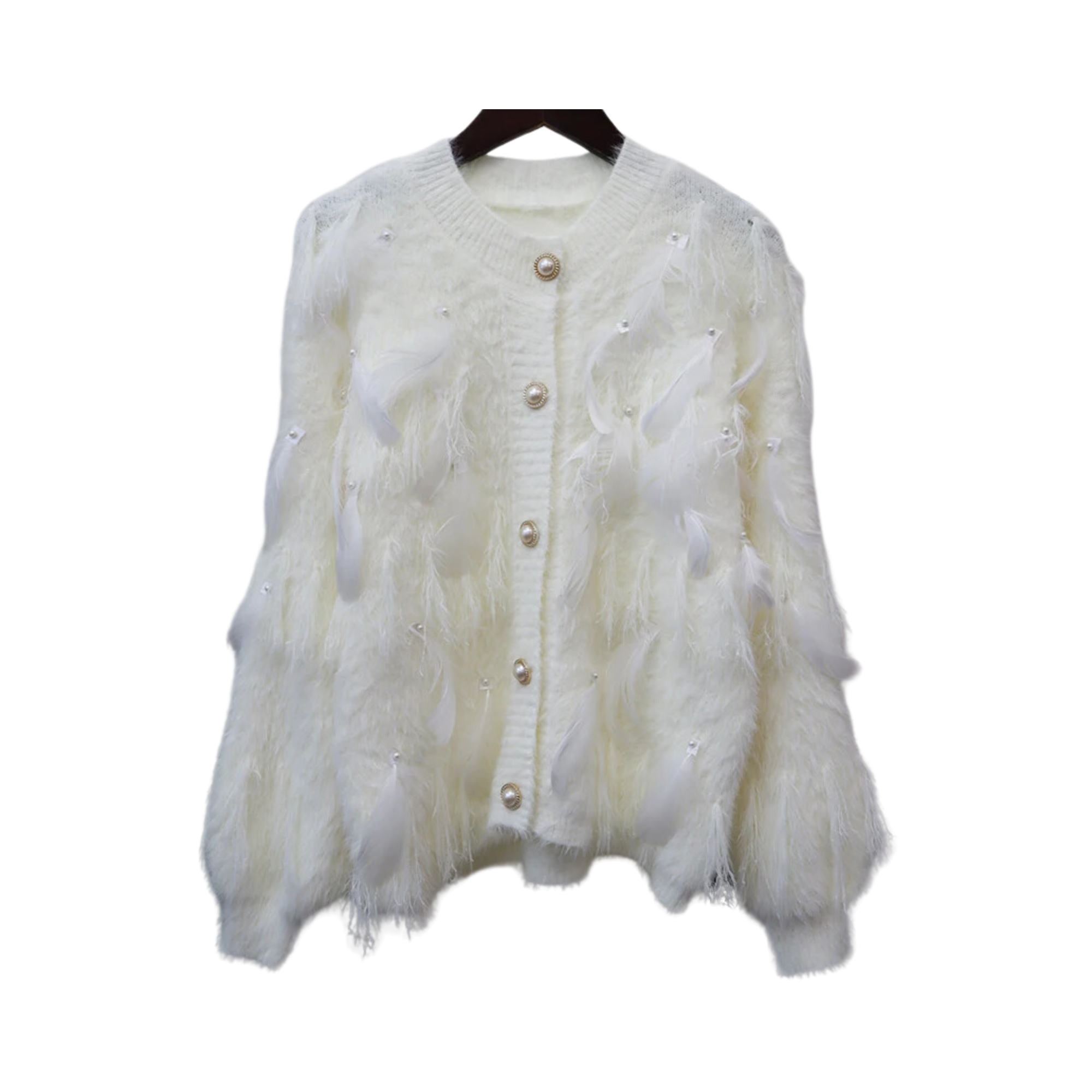 Pre Order:  Knitted O-Neck Tassel Feathered Cardigan