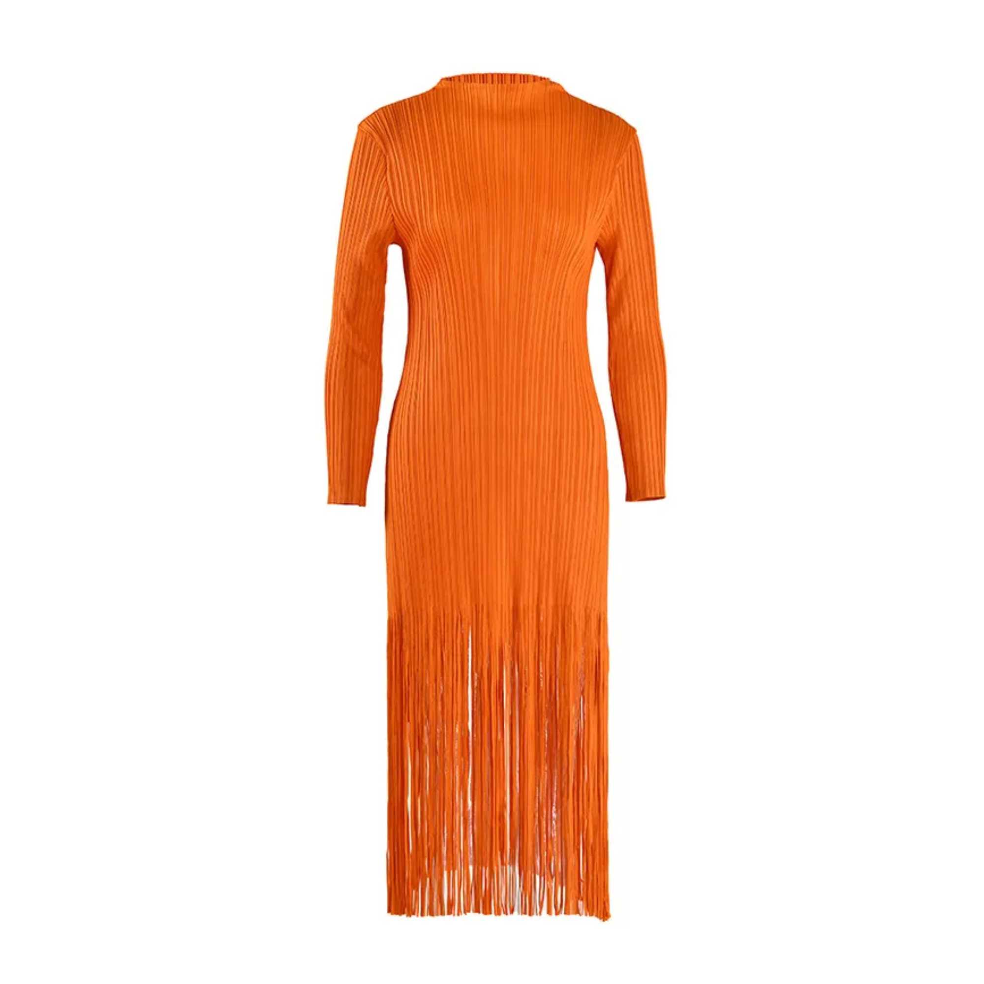 Pre Order:  Orange Tassel Pleated Dress