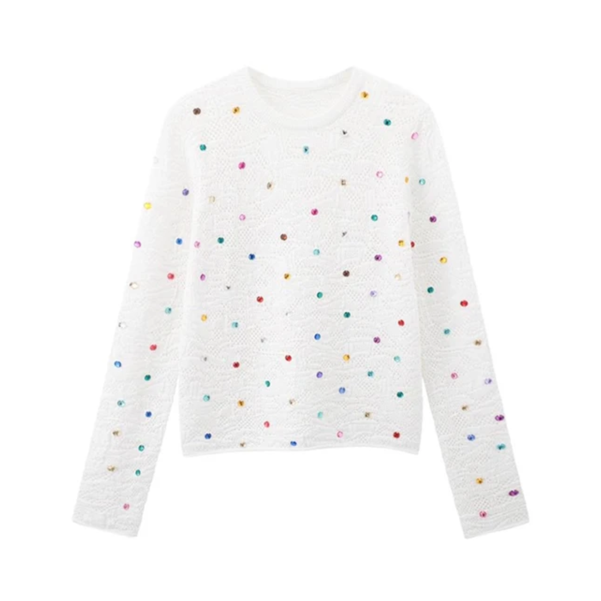 Pre Order:  Colorful Crystal Beaded Knitted Sweater