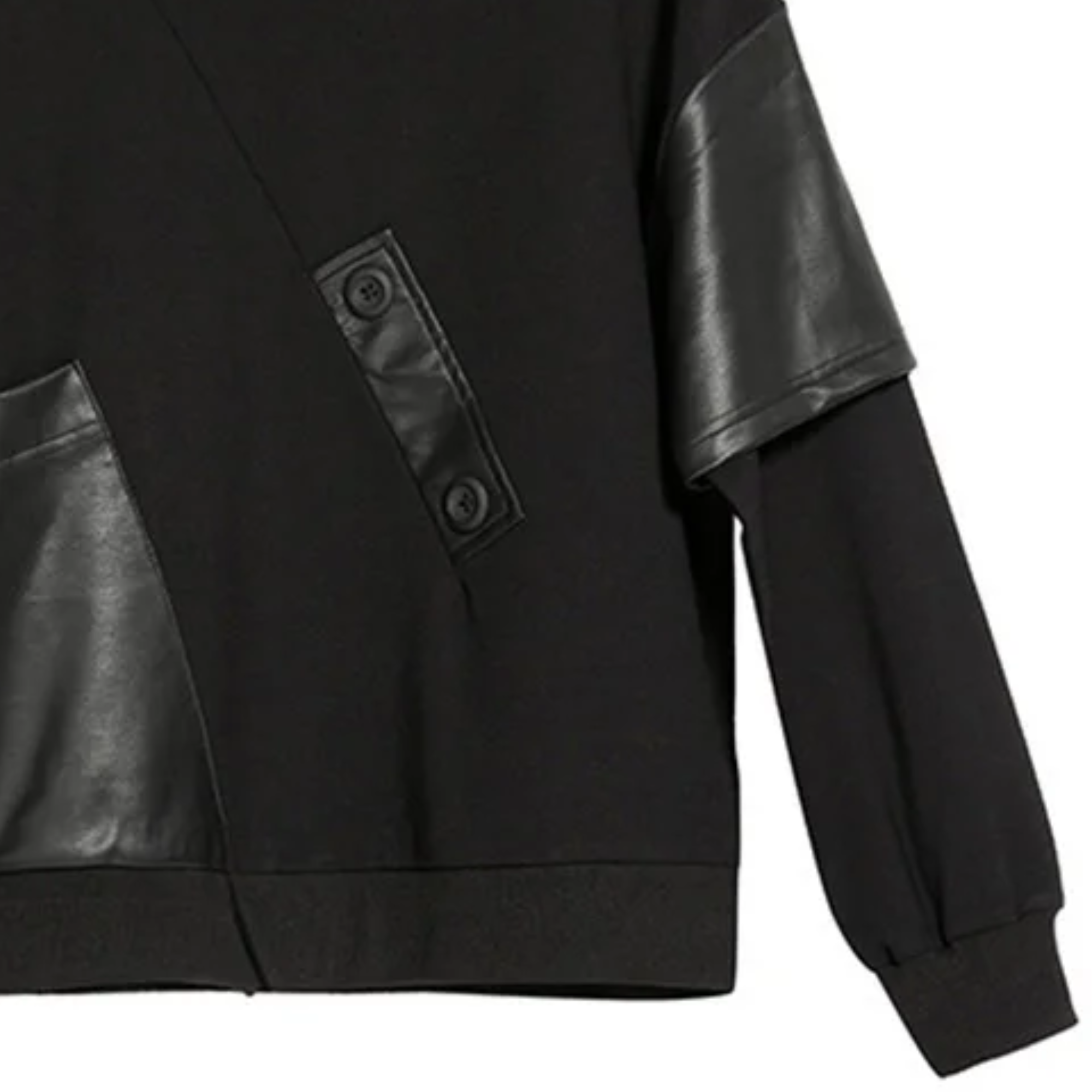 Irregular Black Faux Leather Top