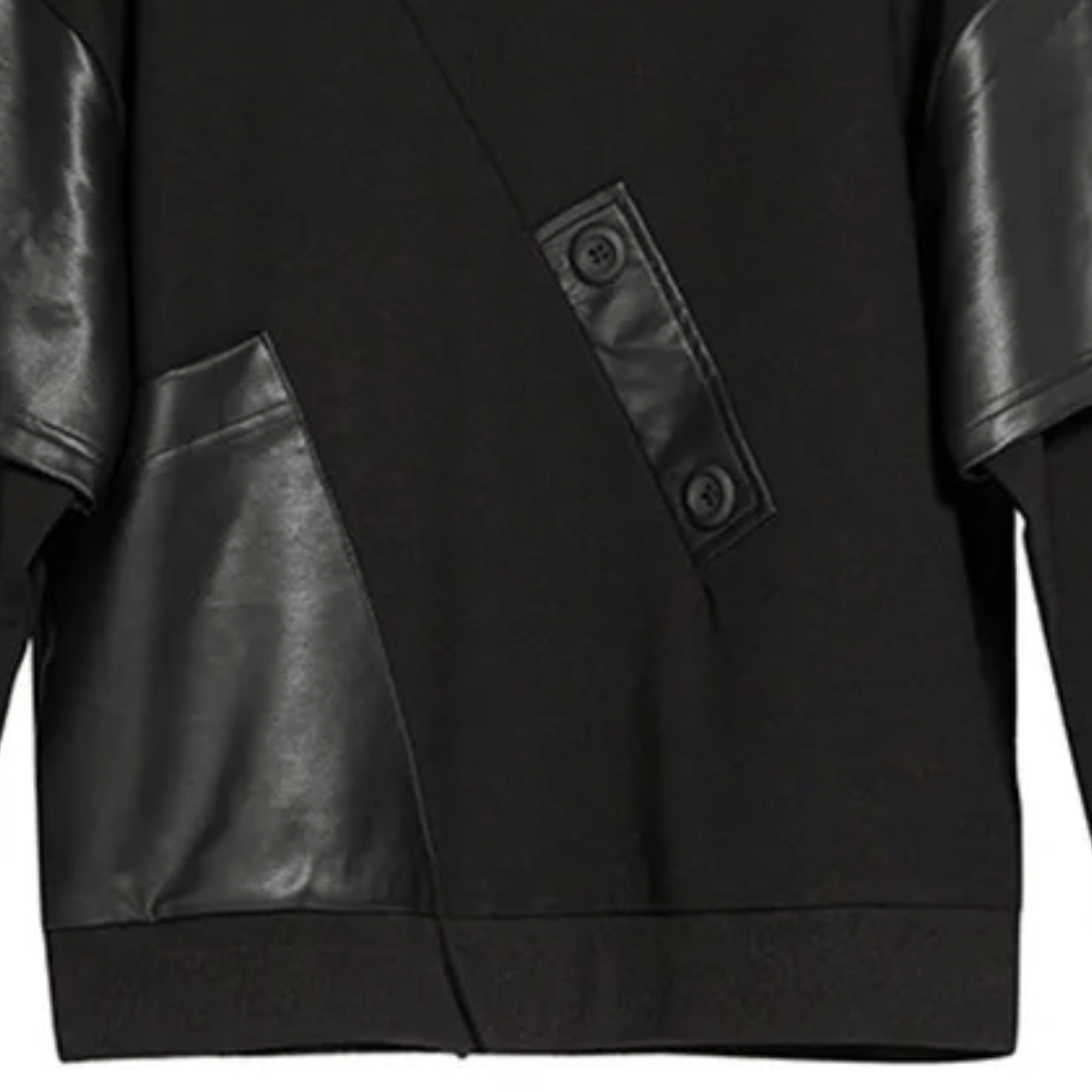 Irregular Black Faux Leather Top