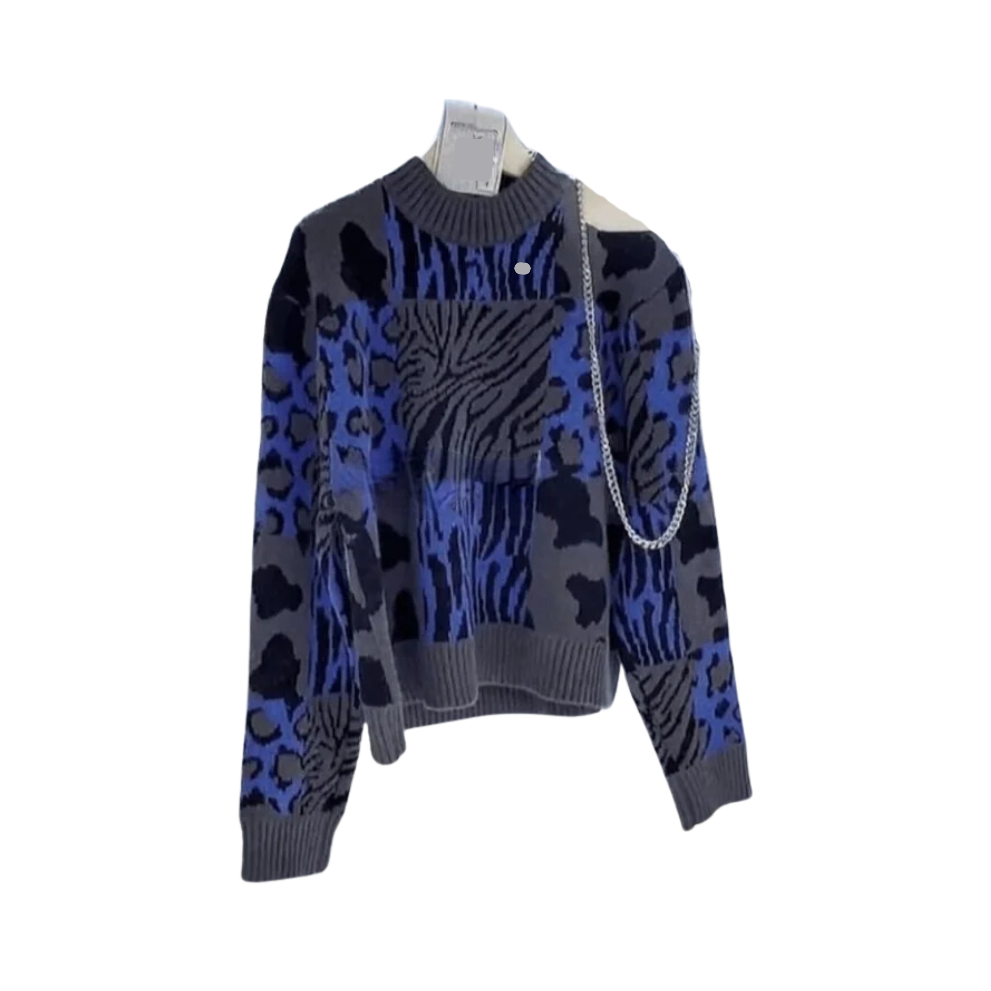 Pre Order:  Crew Neck Knitted Animal Printed Sweater