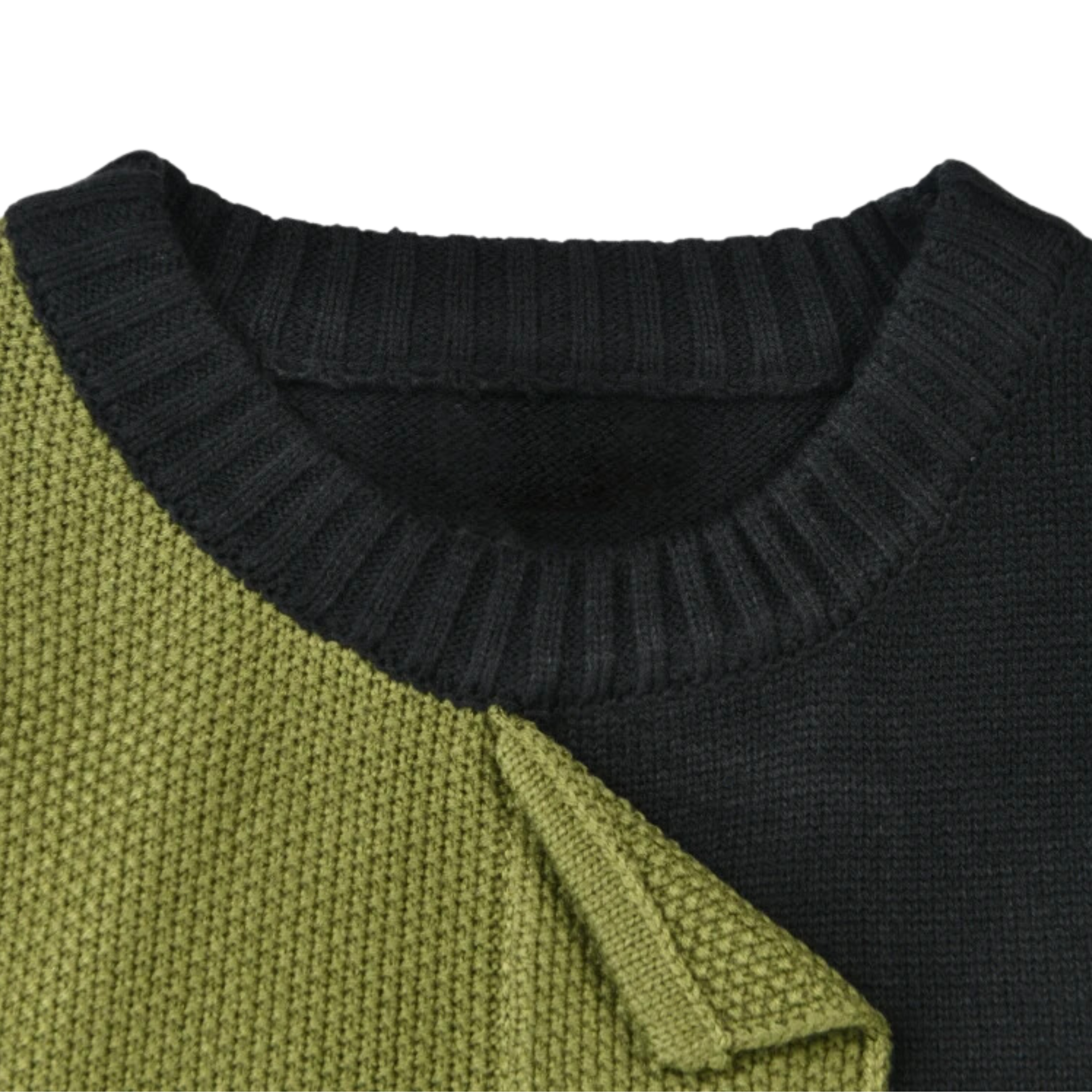 Pre Order:  Colorblock Knitted Green Pullover Sweater