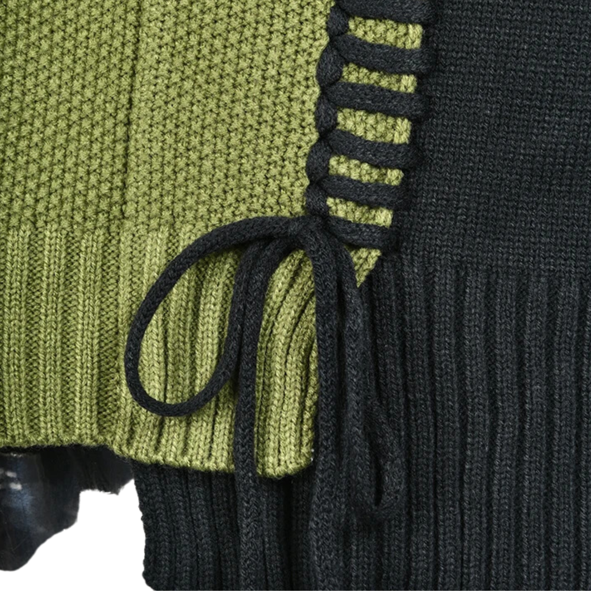 Pre Order:  Colorblock Knitted Green Pullover Sweater