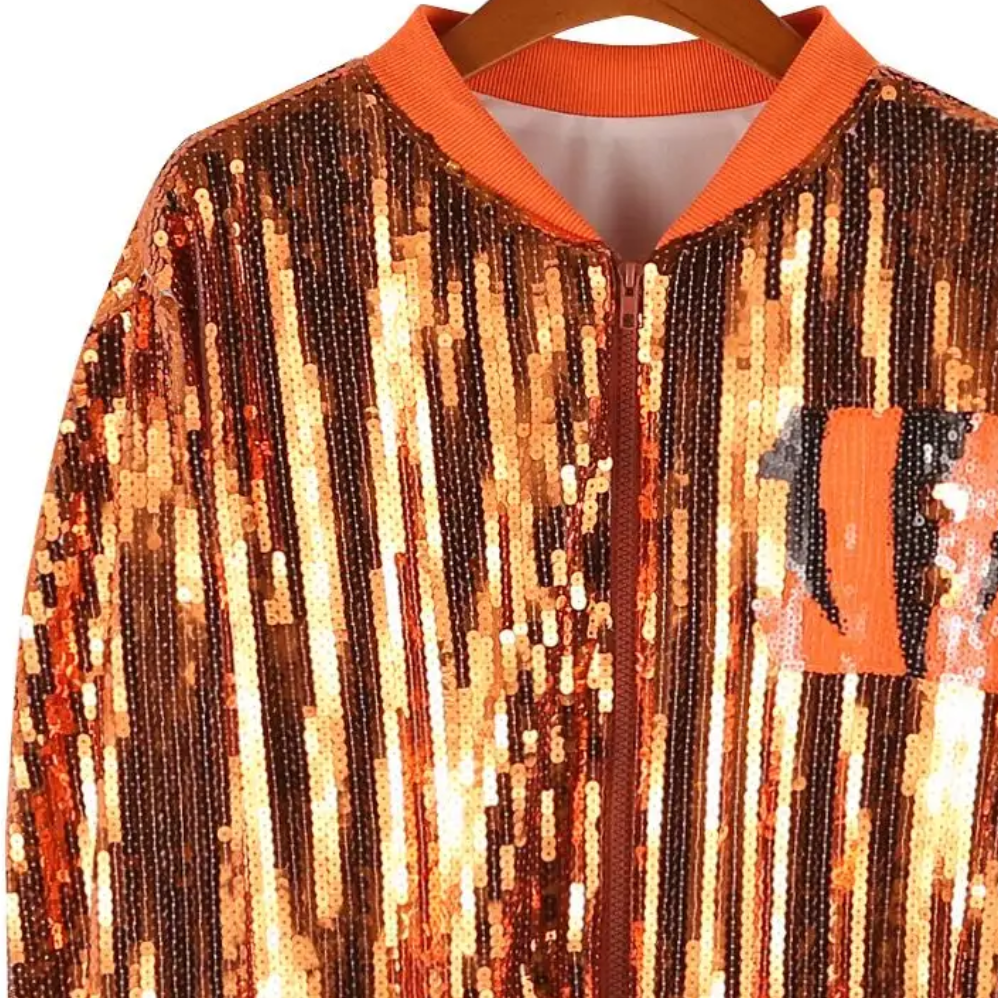 Pre Order:  Orange Sequined Letter B Jacket