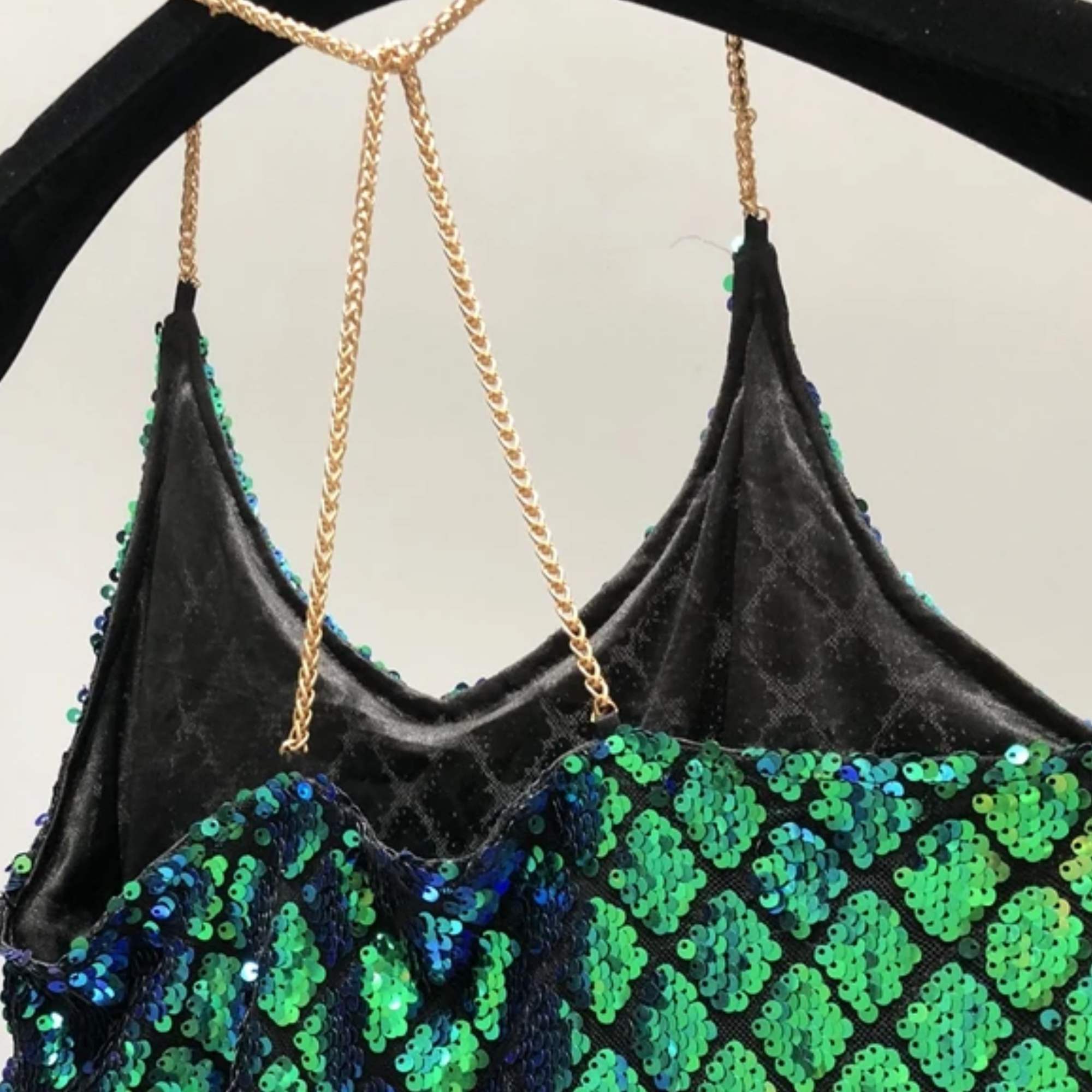 Pre Order:  Green Sequined Chain Strap Dress