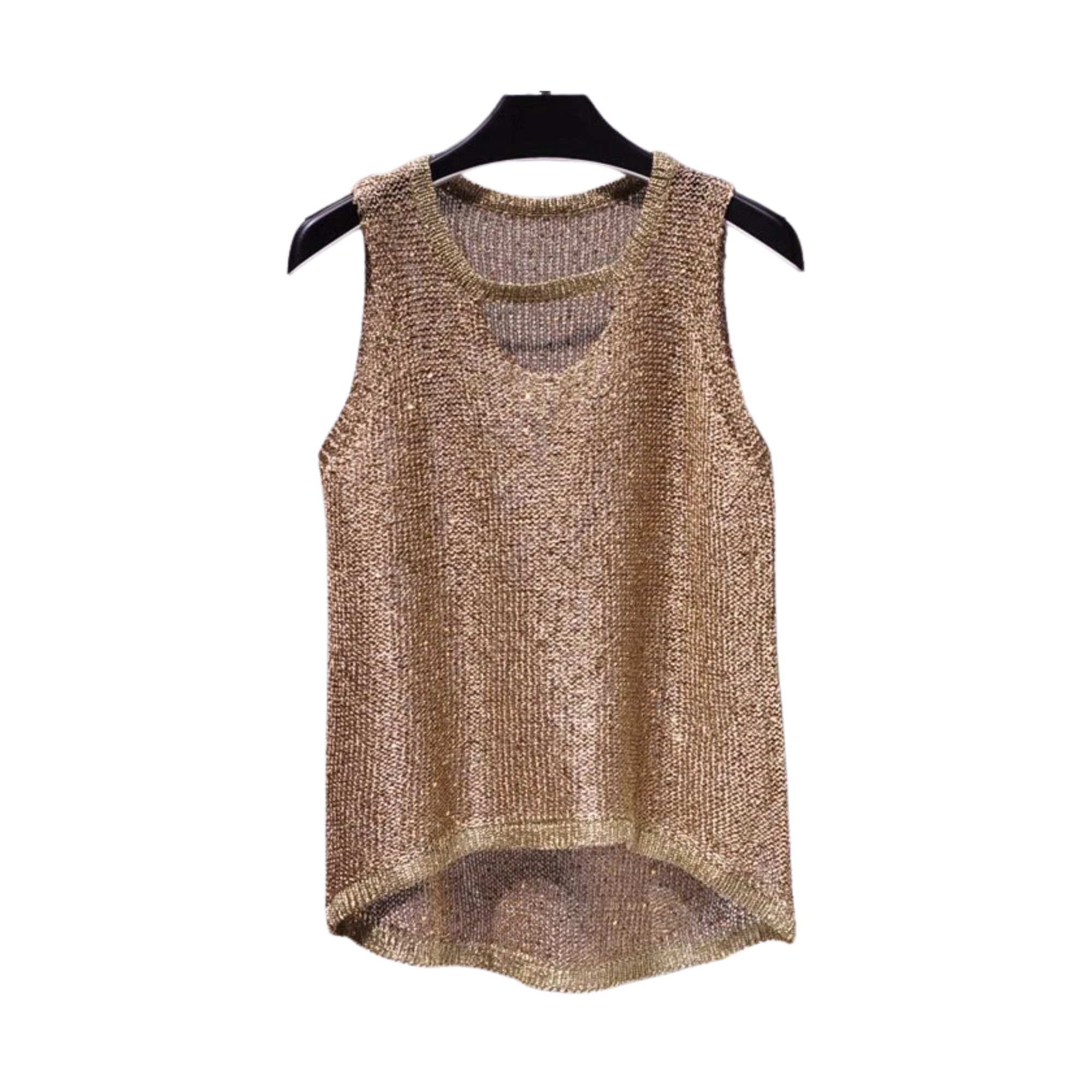 Sequined Hollow-Out Tank Top