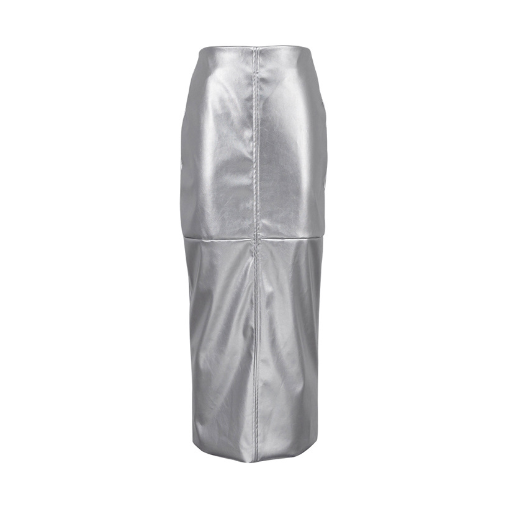 Pre Order:  Metallic Faux Leather Spliced Skirt