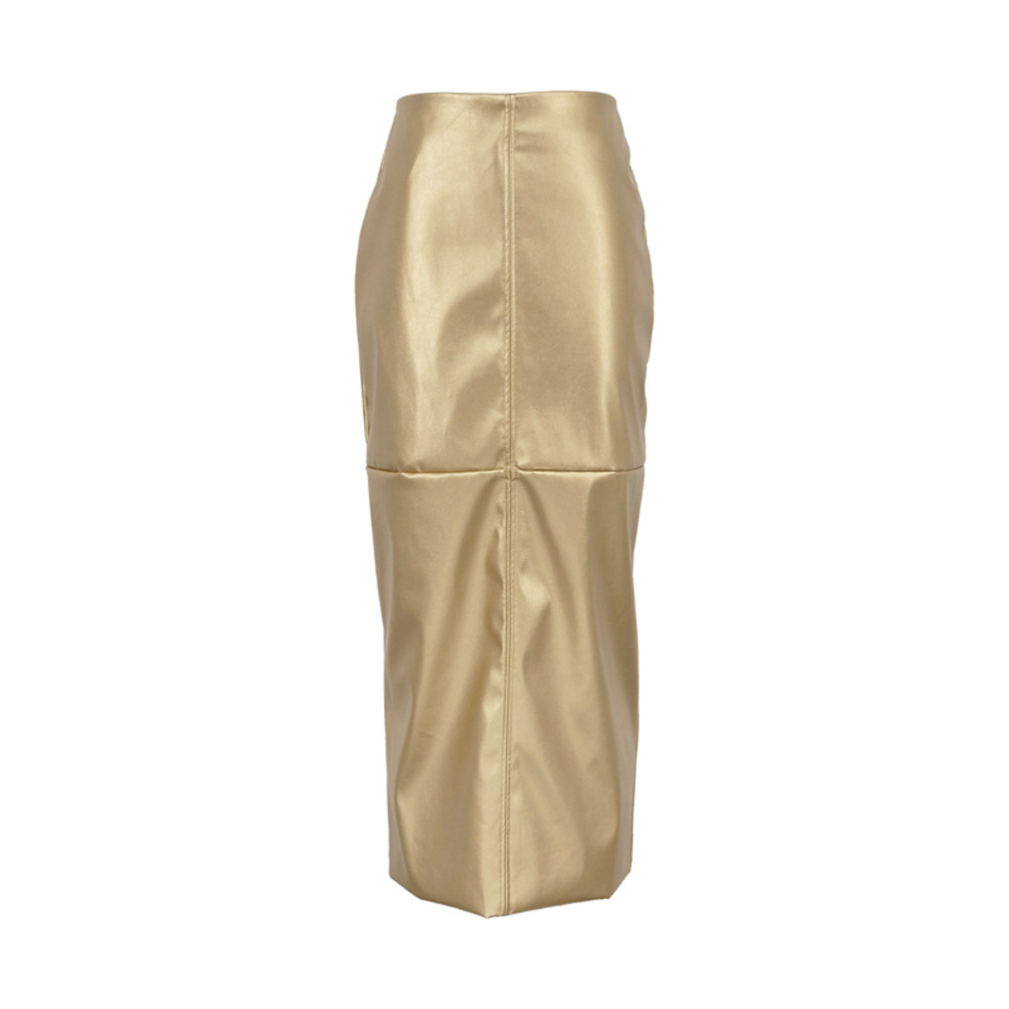 Pre Order:  Metallic Faux Leather Spliced Skirt