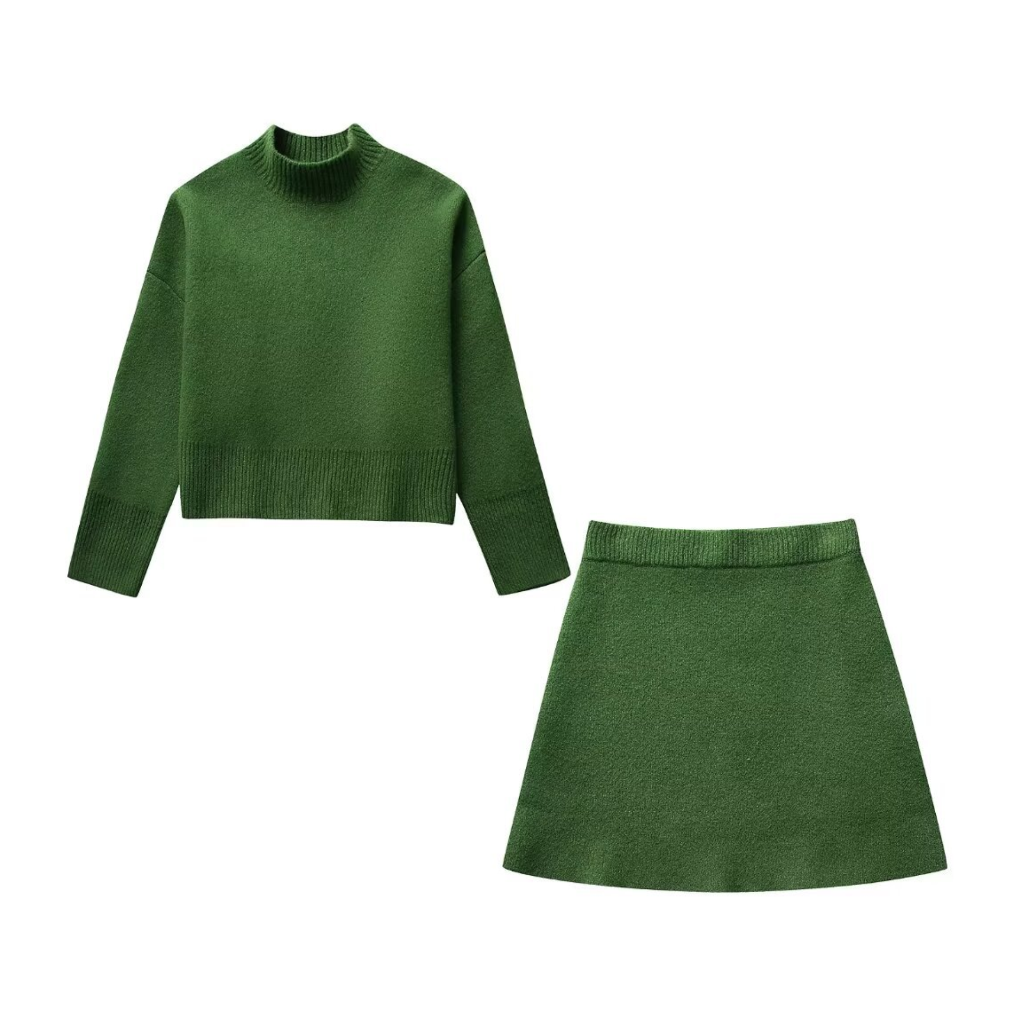 Pre Order:  Green Knitted Loose Ribbed Set