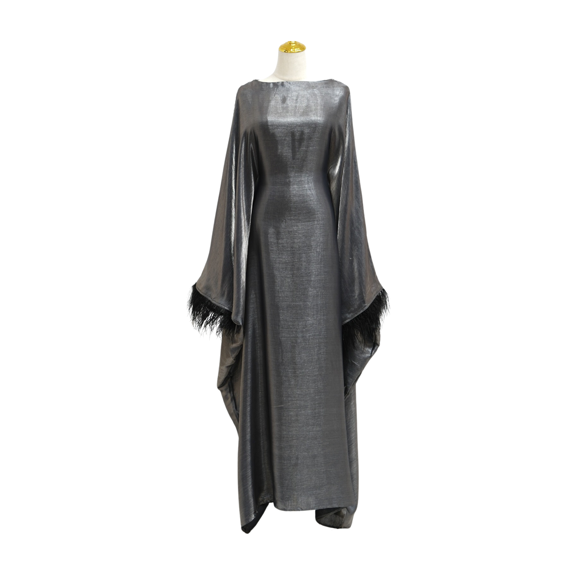 Pre Order:  Abaya Faux-Fur Sleeves Dress