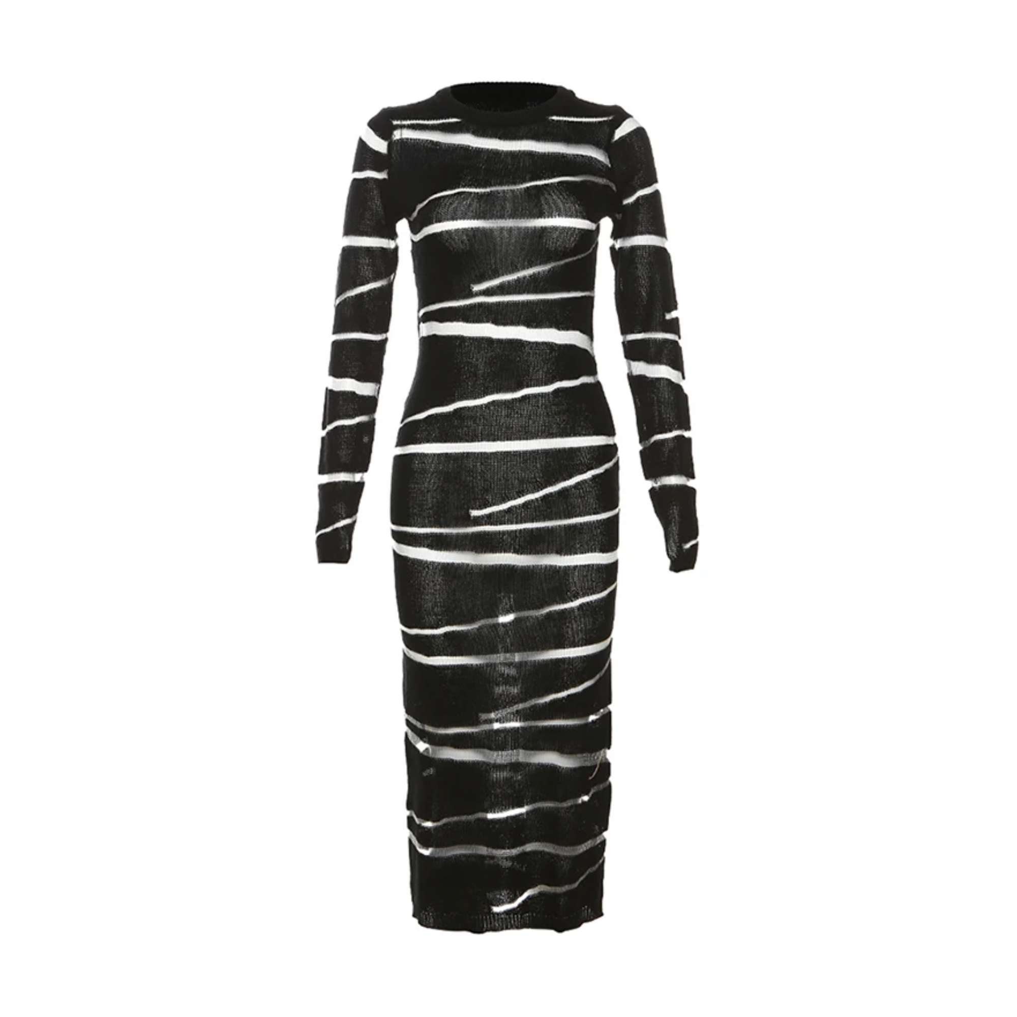 Pre Order:  Black Knitted Striped Maxi Dress