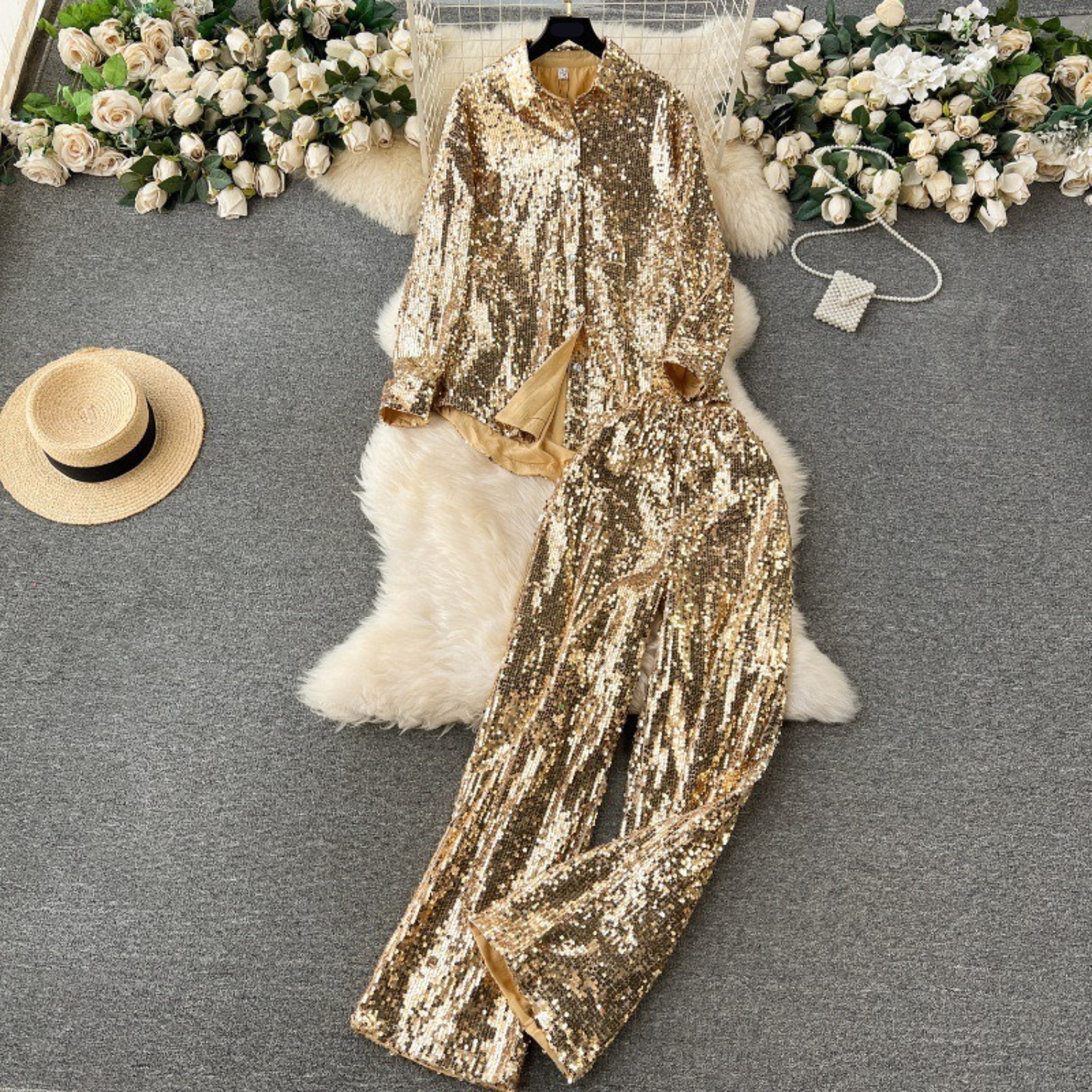 Sequined Blended Loose Set