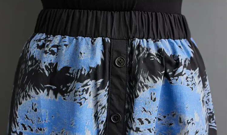 Pre Order:  Contrast Block Print Mid-Calf Skirt