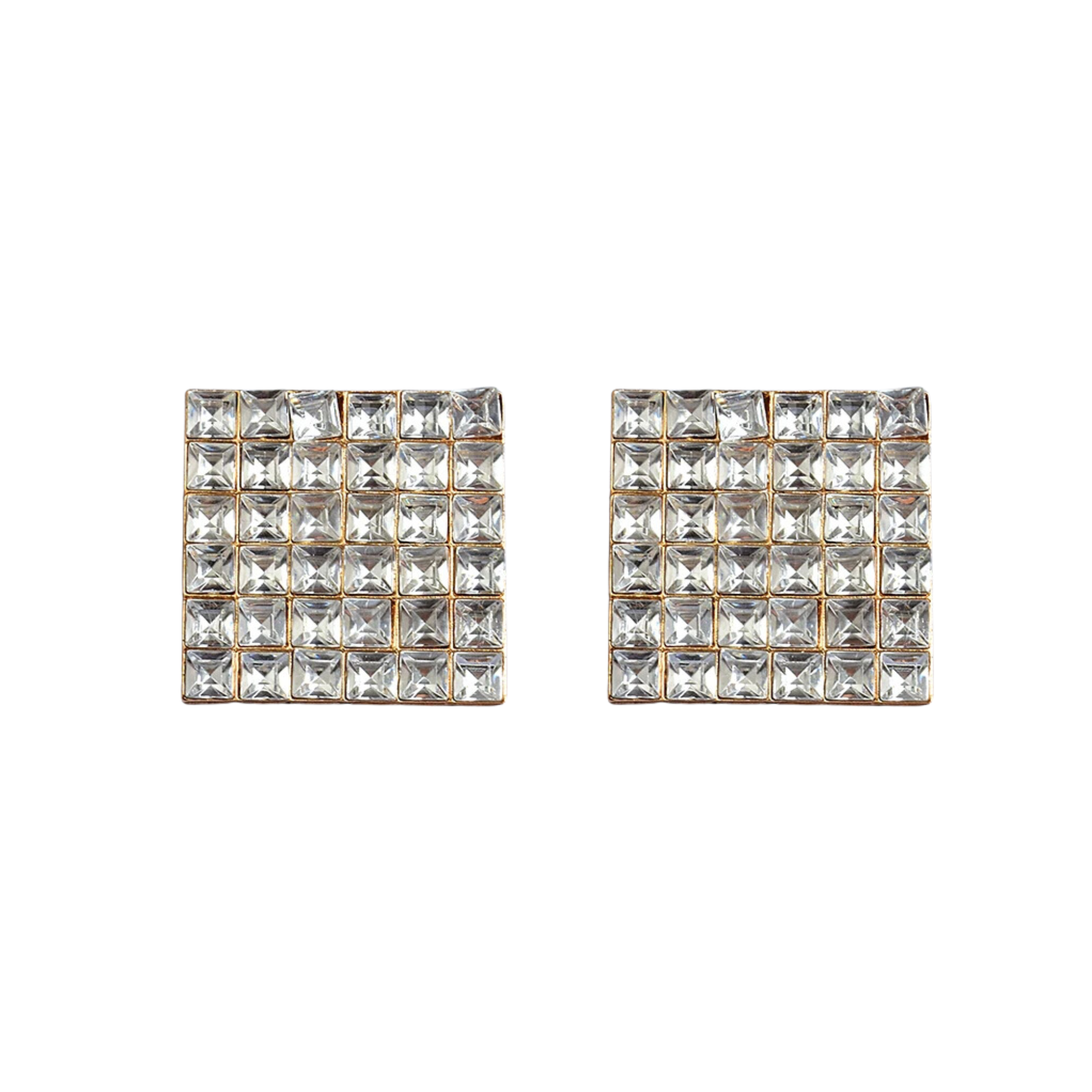 Pre Order:  Square Crystal Studded Metal Earrings