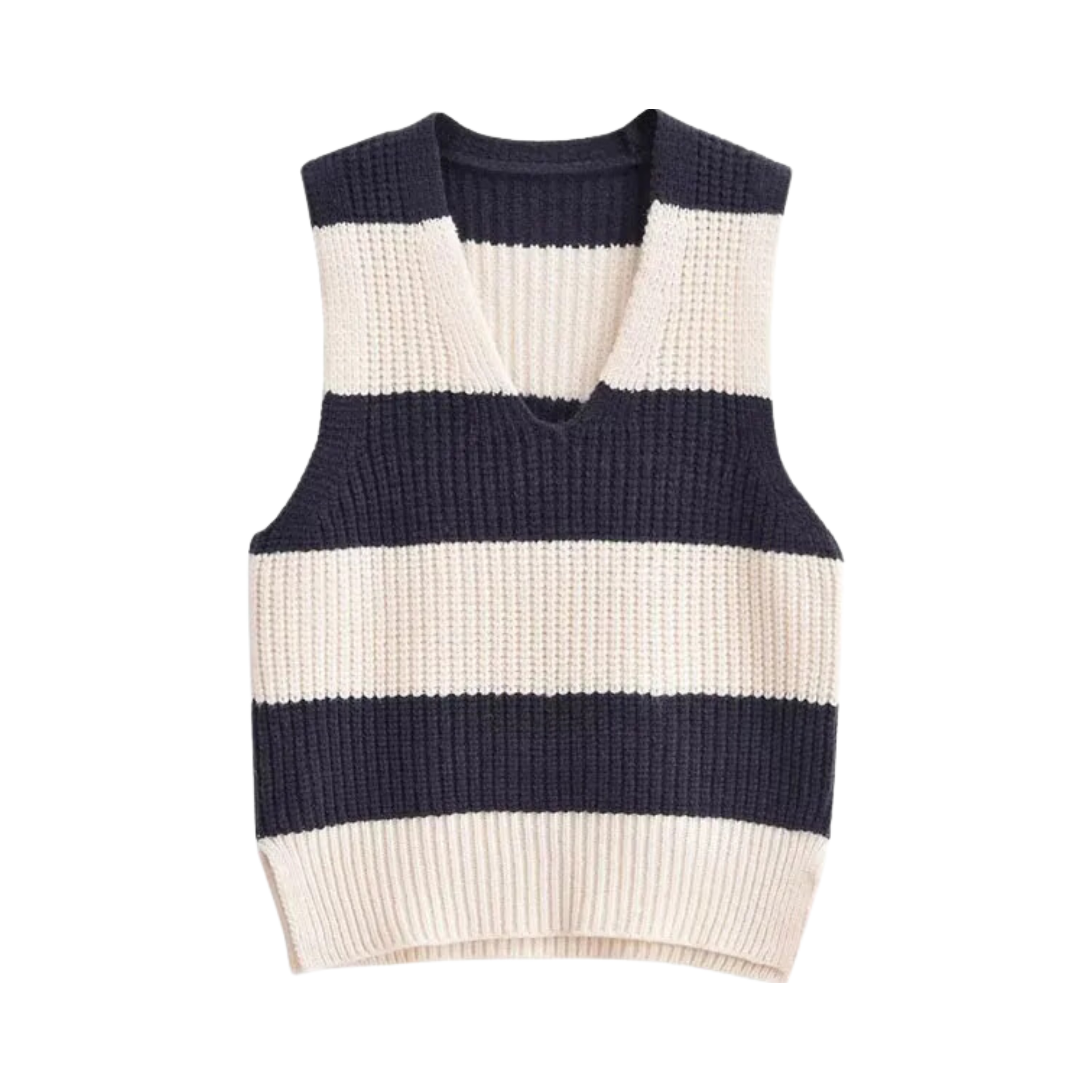 Pre Order:  Stripes Cropped Knitted Vest