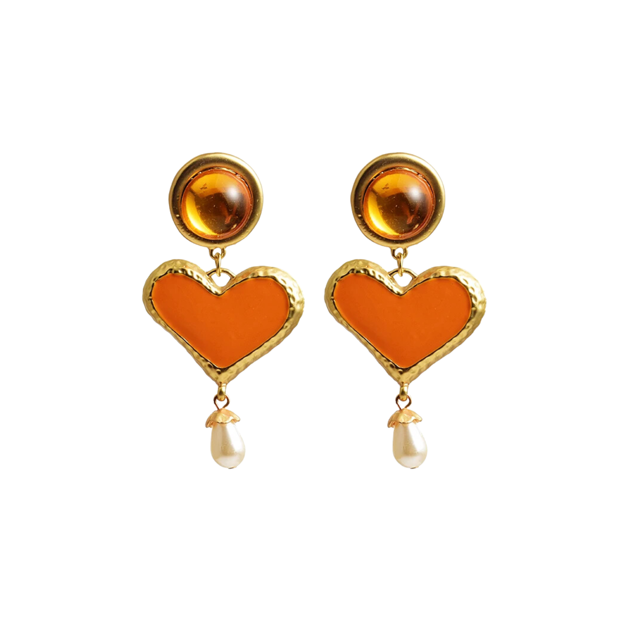 Pre Order:  Hearts Faux Pearls Dangle Earrings