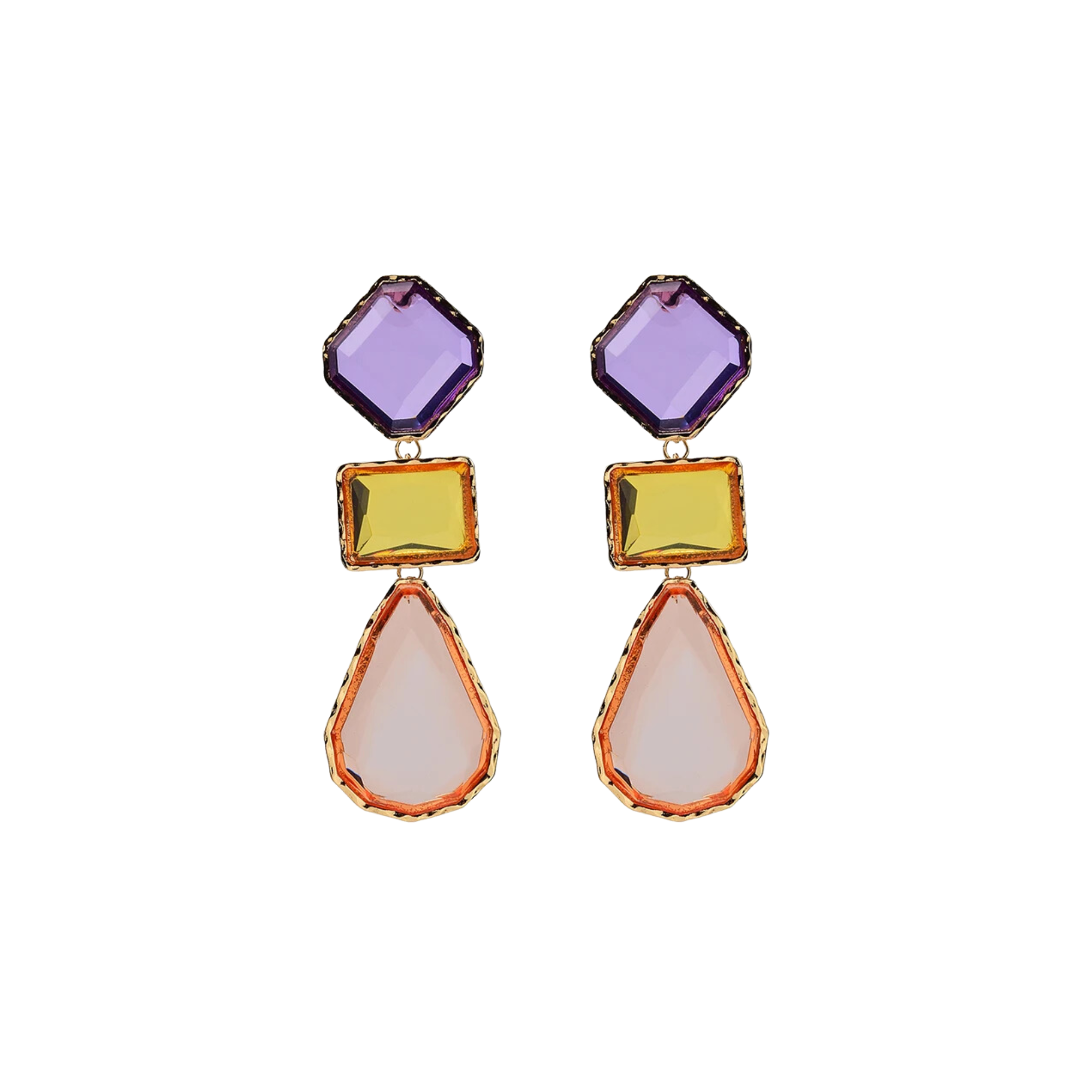 Pre Order:  Geometric Multicolor Gems Dangling Earrings