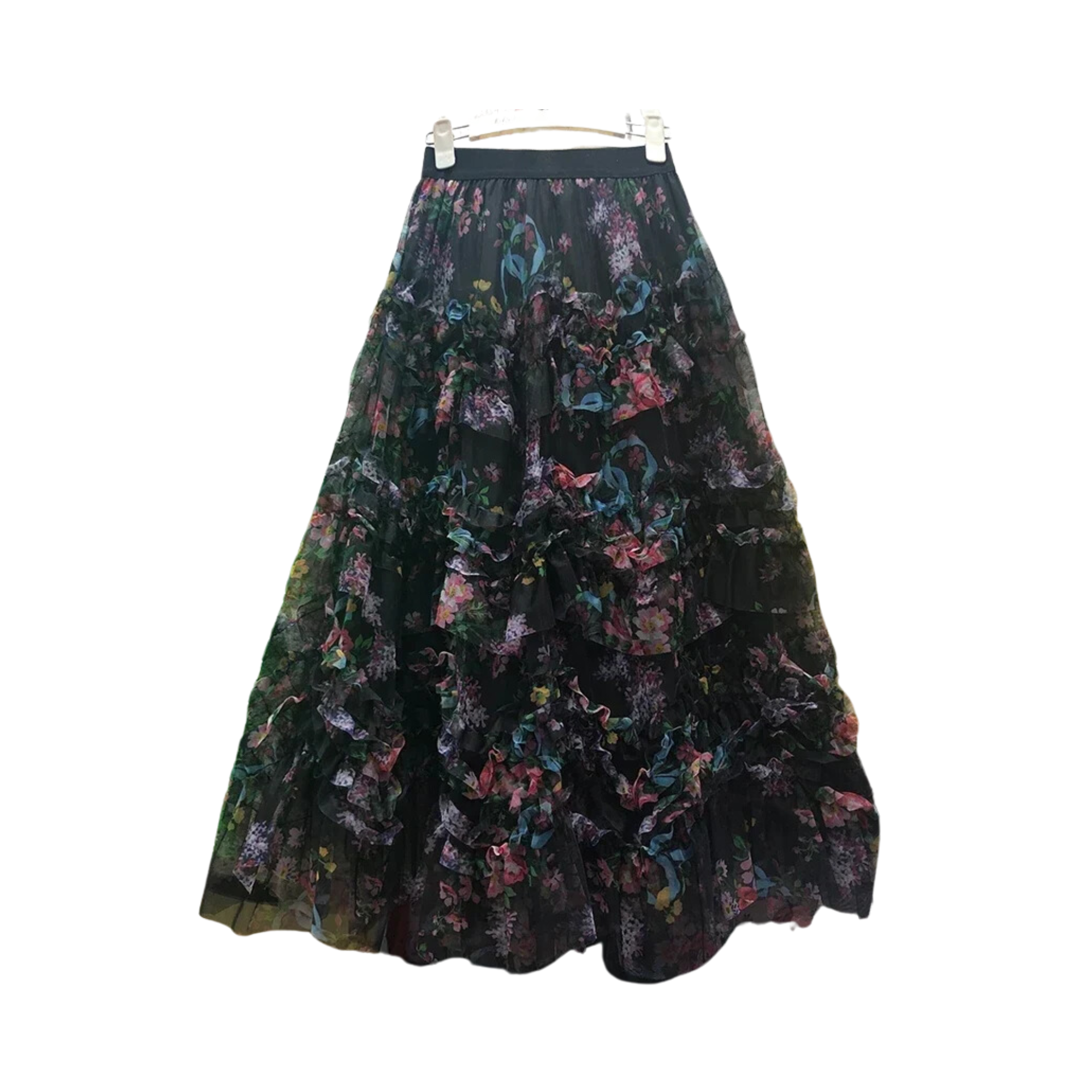 Pre Order:  Floral Ruffles Tulle Maxi Skirt