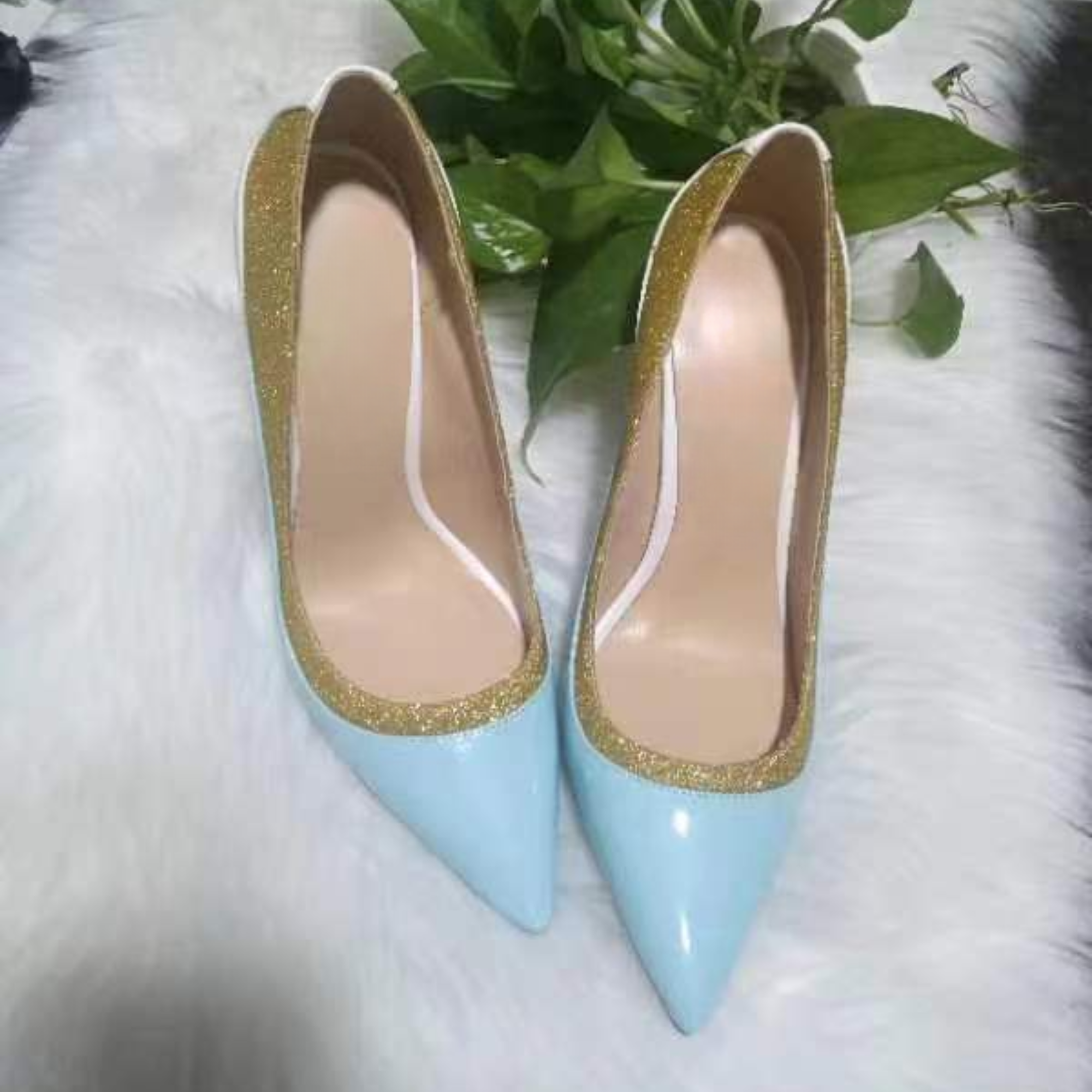 Pre Order:  Glitter Trimmed Sky Blue Stilettos