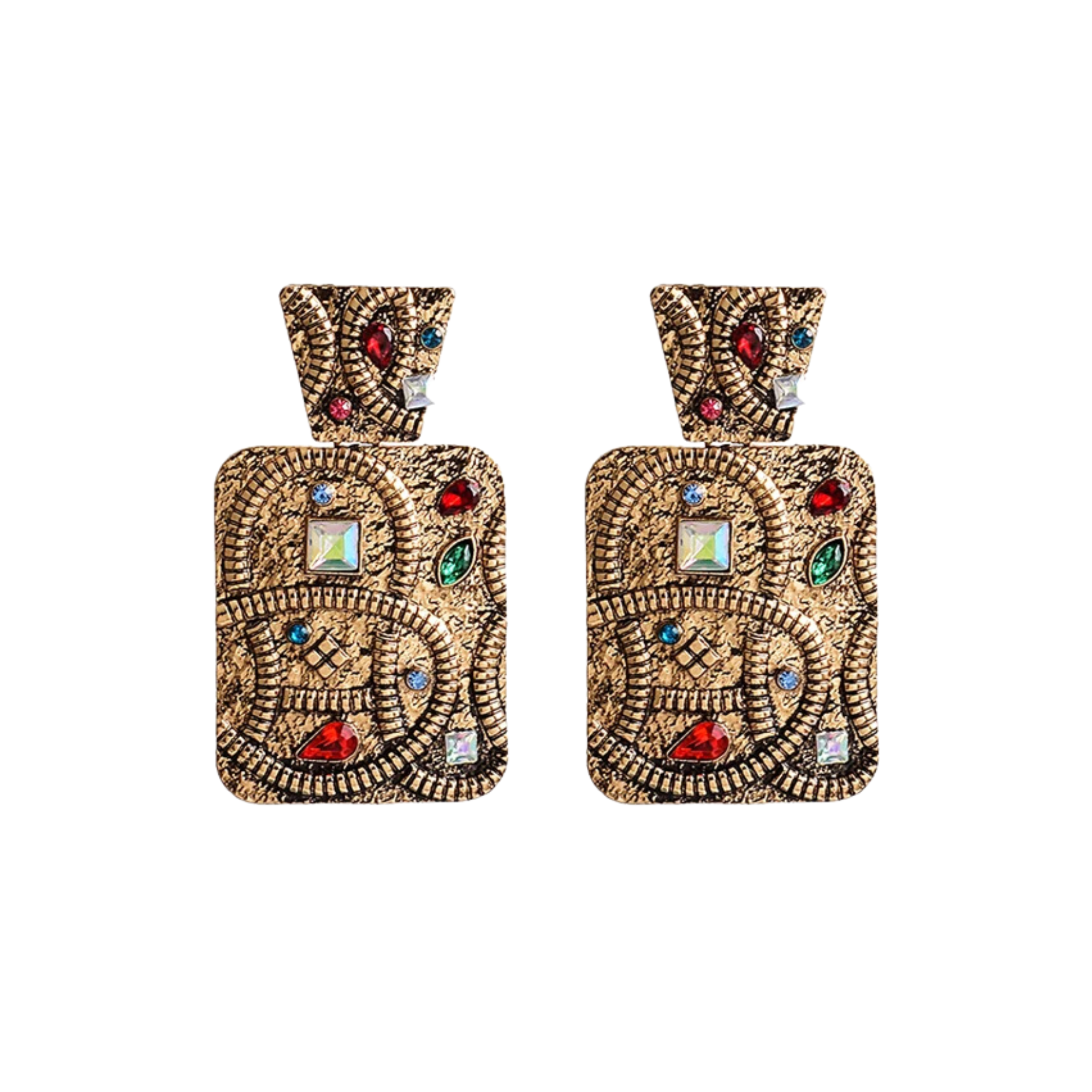 Pre Order:  Rhinestone Studded Ethnic Drop Earrings