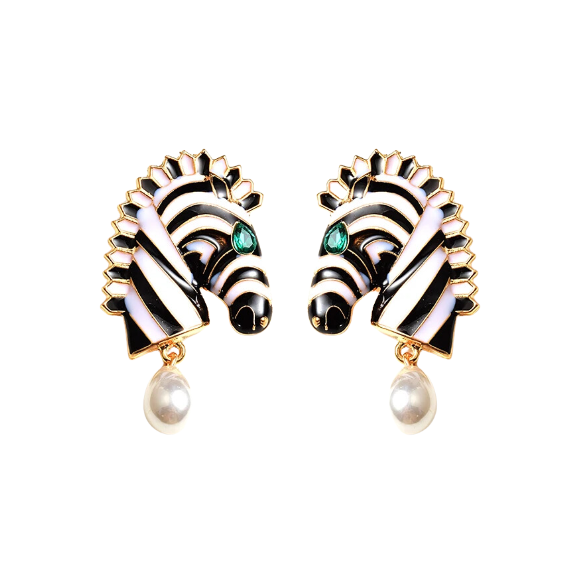 Pre Order:  Zebra Pearl Drop Earrings