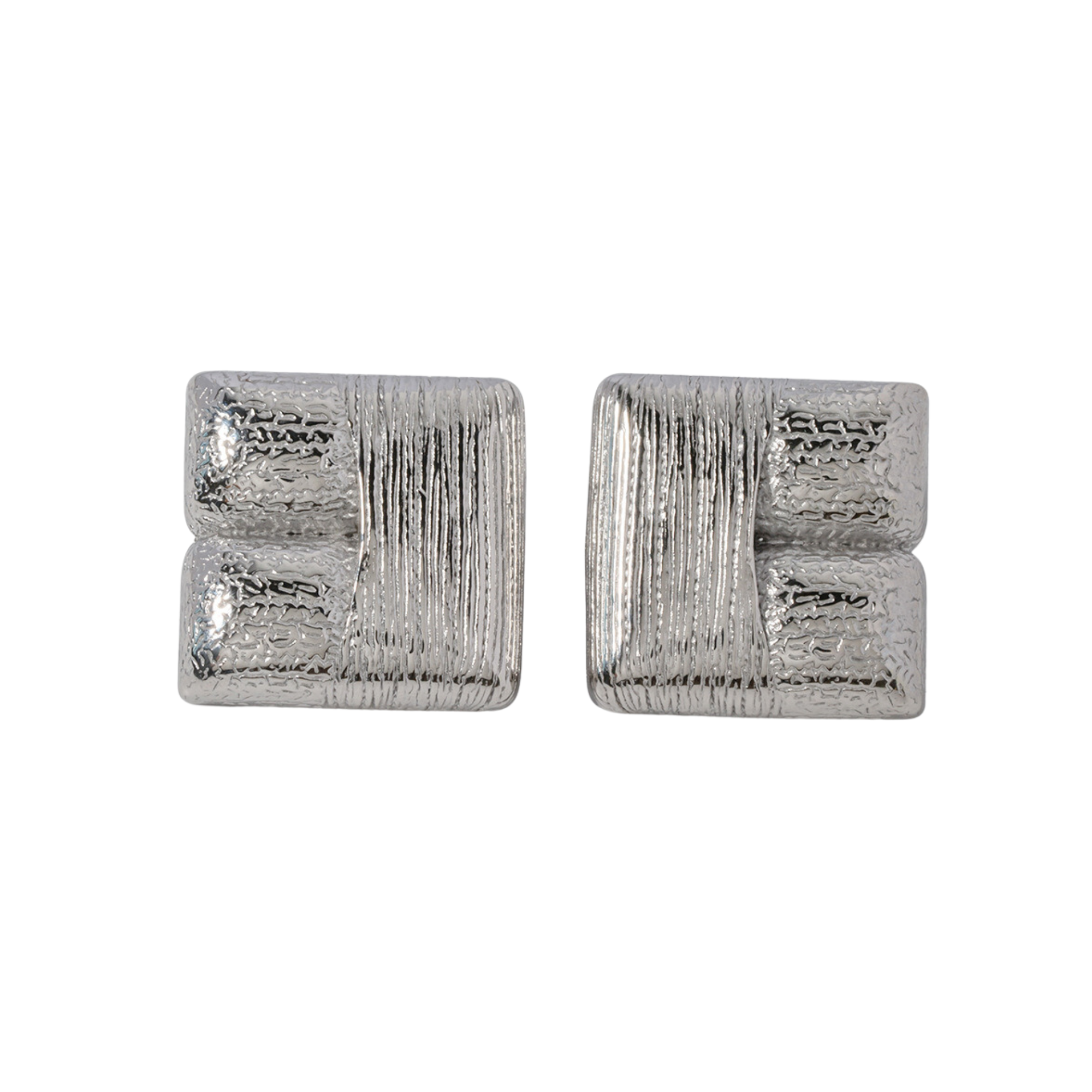 Pre Order:  Textured Plated Square Stud Earrings