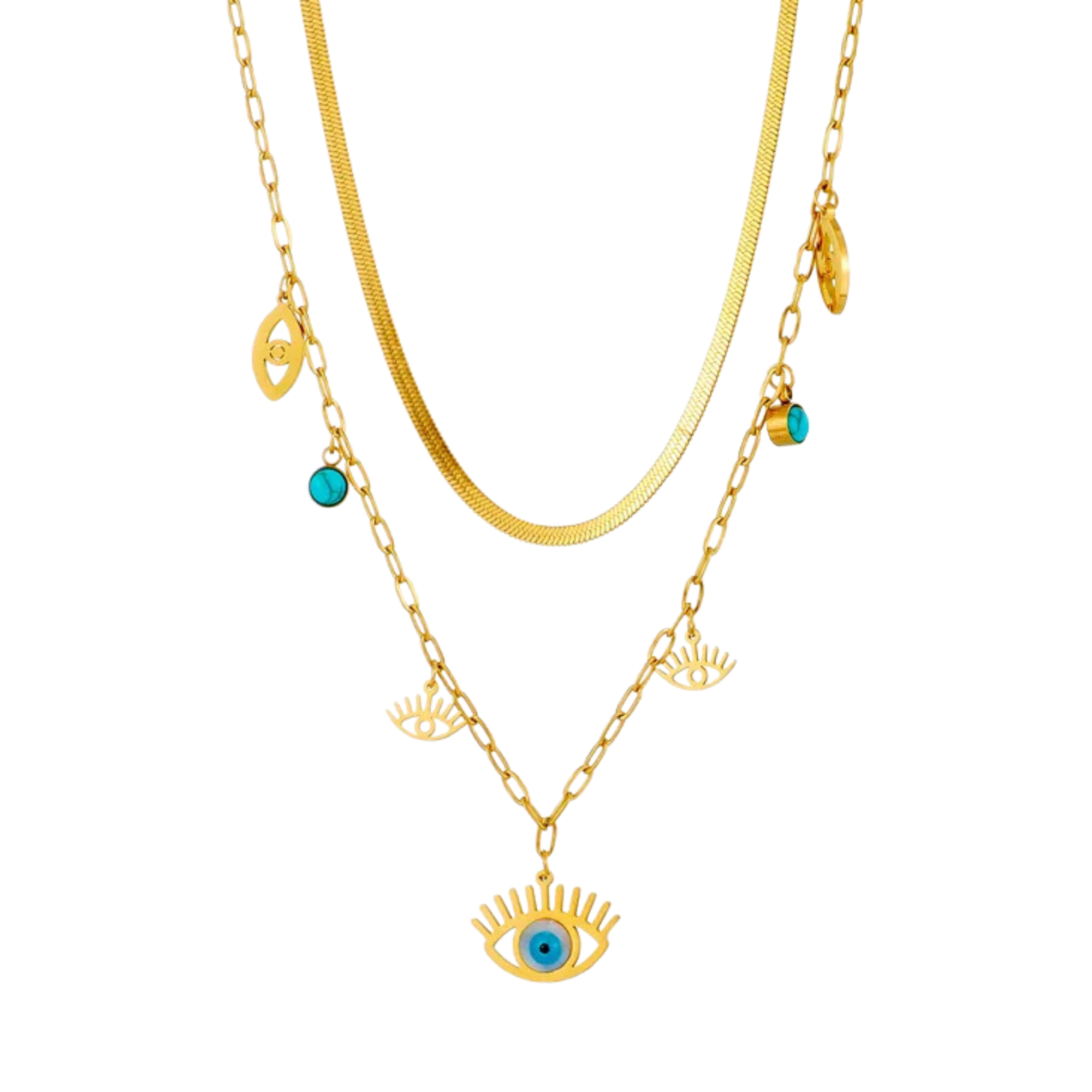 Pre Order:  Blue Eyed Charms Multilayer Necklace