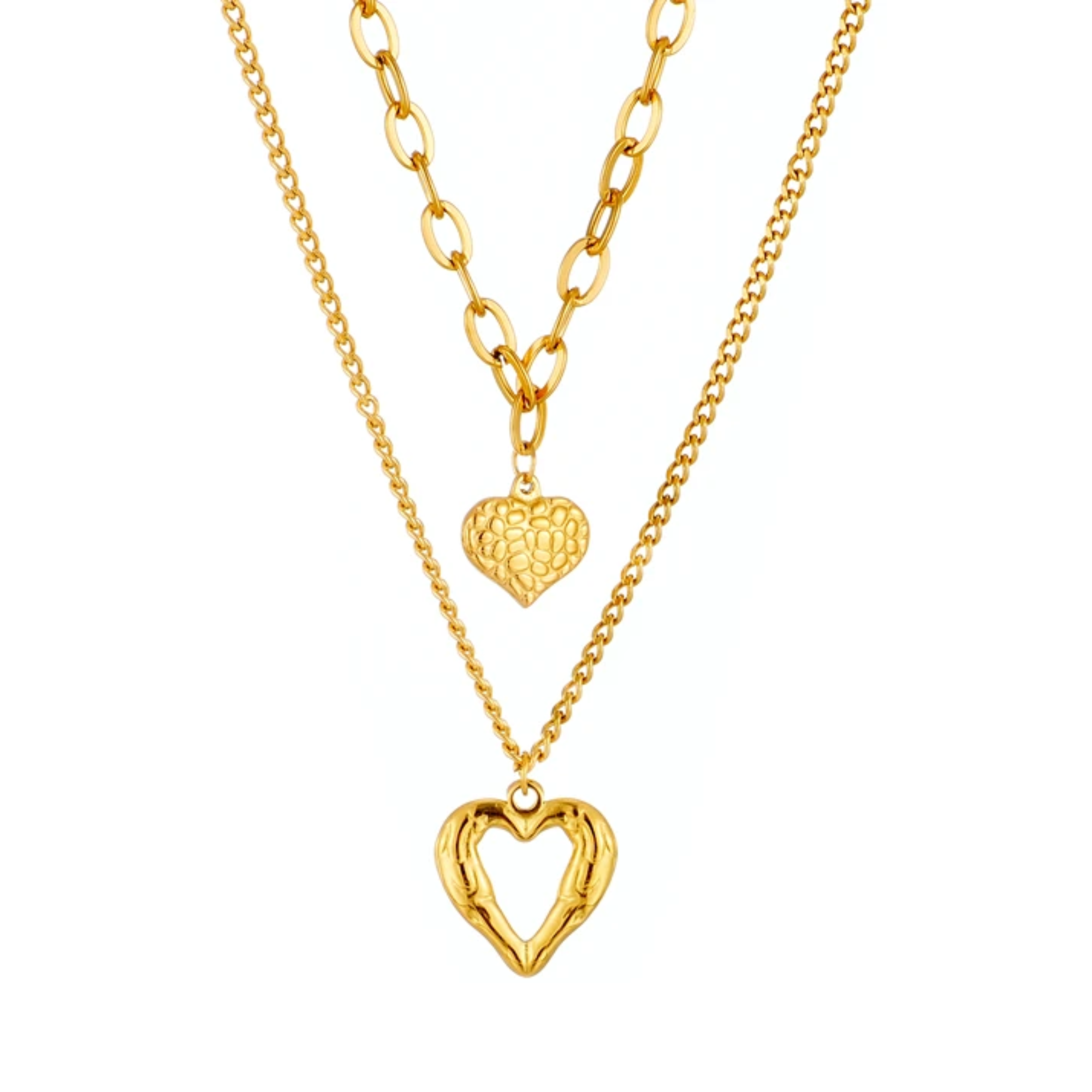 Pre Order:  Double Hearts Gold Plated Necklace