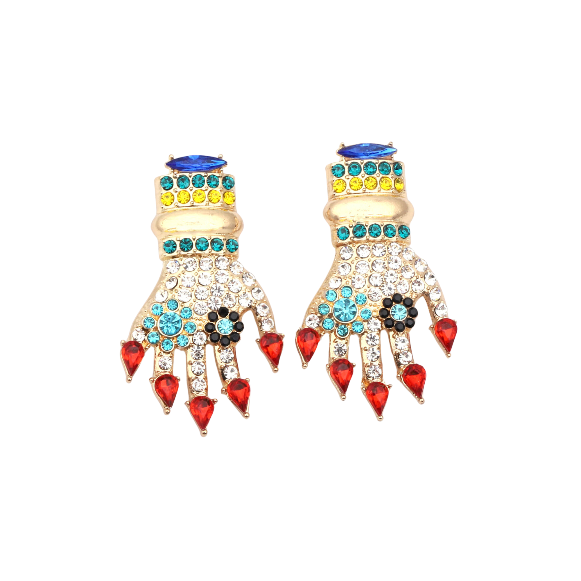 Pre Order:  Rhinestones Hands Floral Earrings