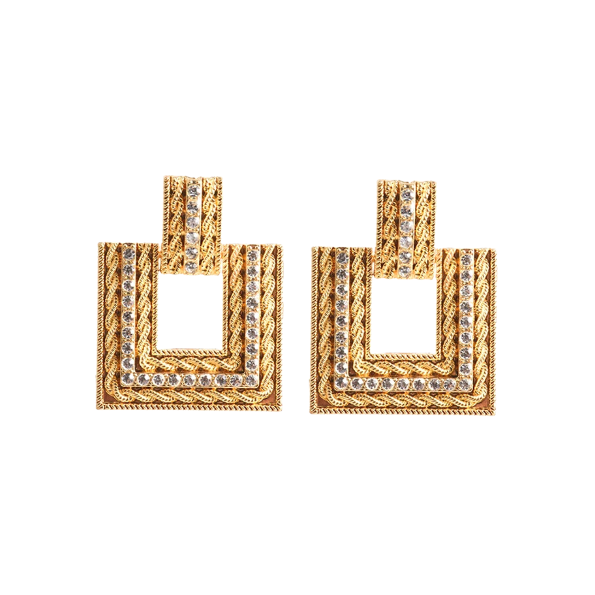 Pre Order:  Rhinestone Embellished Square Stud Earrings